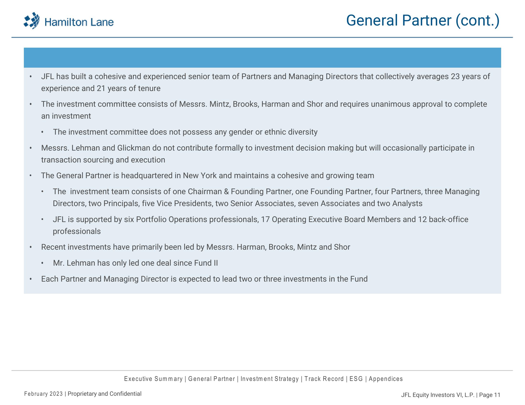 JFL Equity Investors VI, L.P Recommendation Report slide image #12