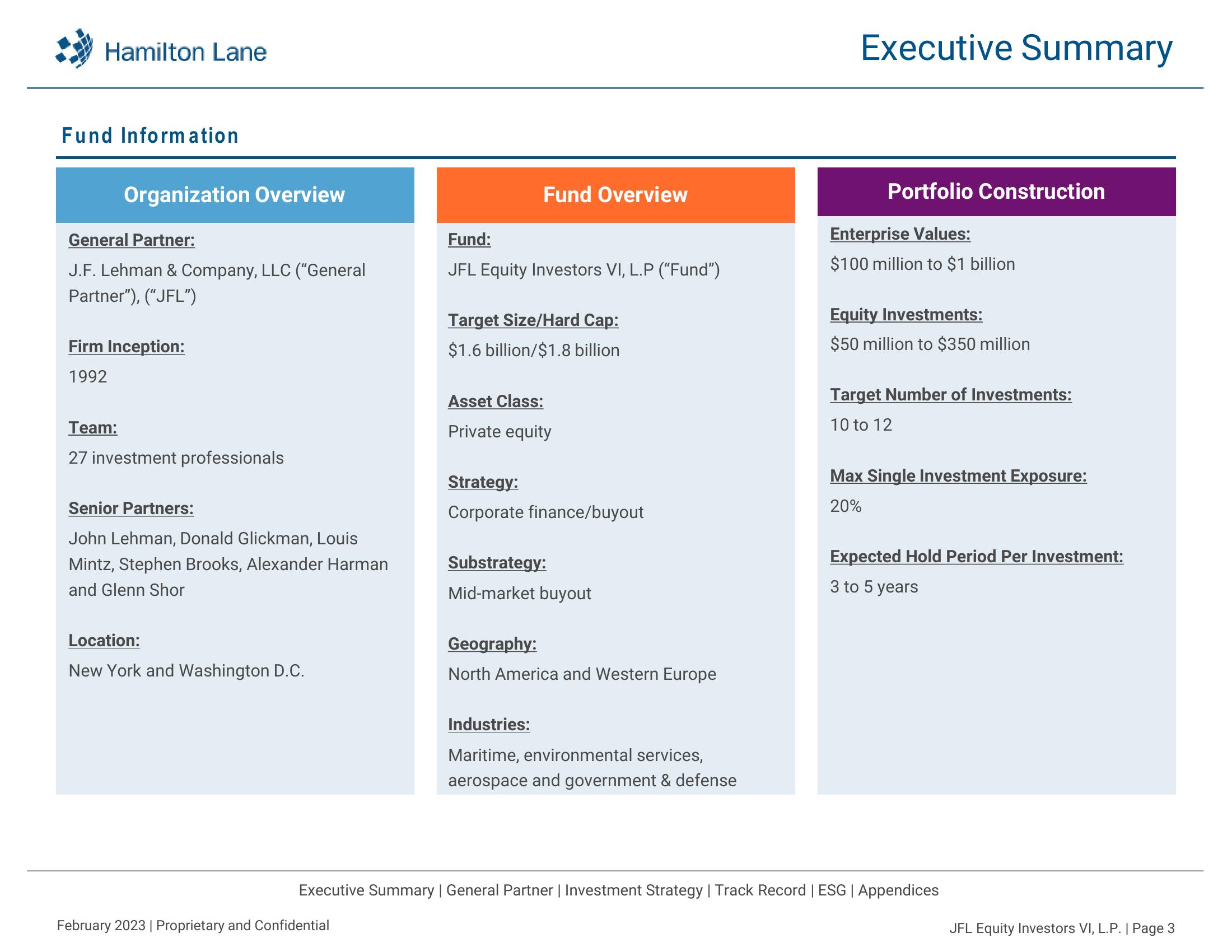 JFL Equity Investors VI, L.P Recommendation Report slide image #4