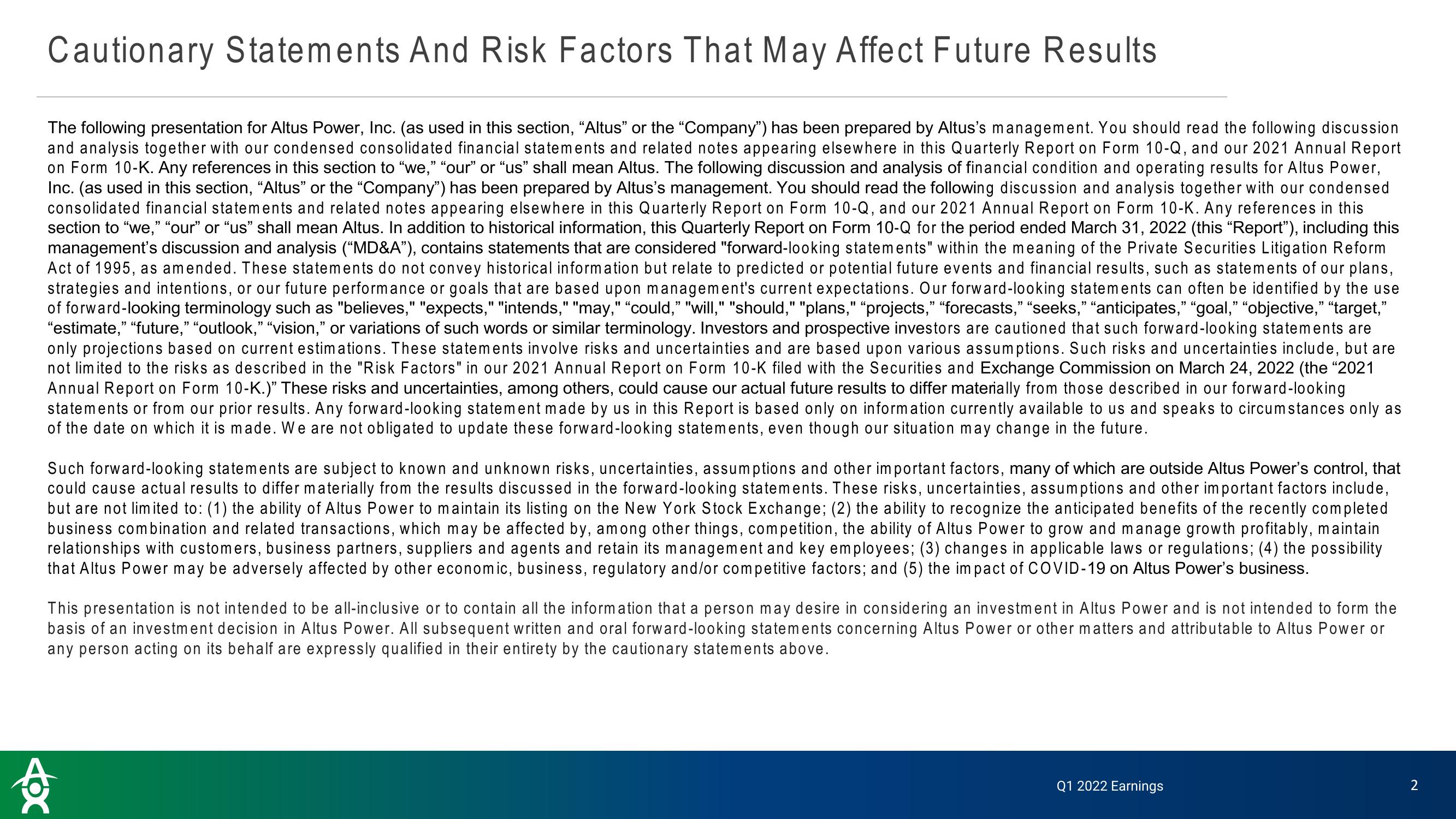 Altus Power Results Presentation Deck slide image #2