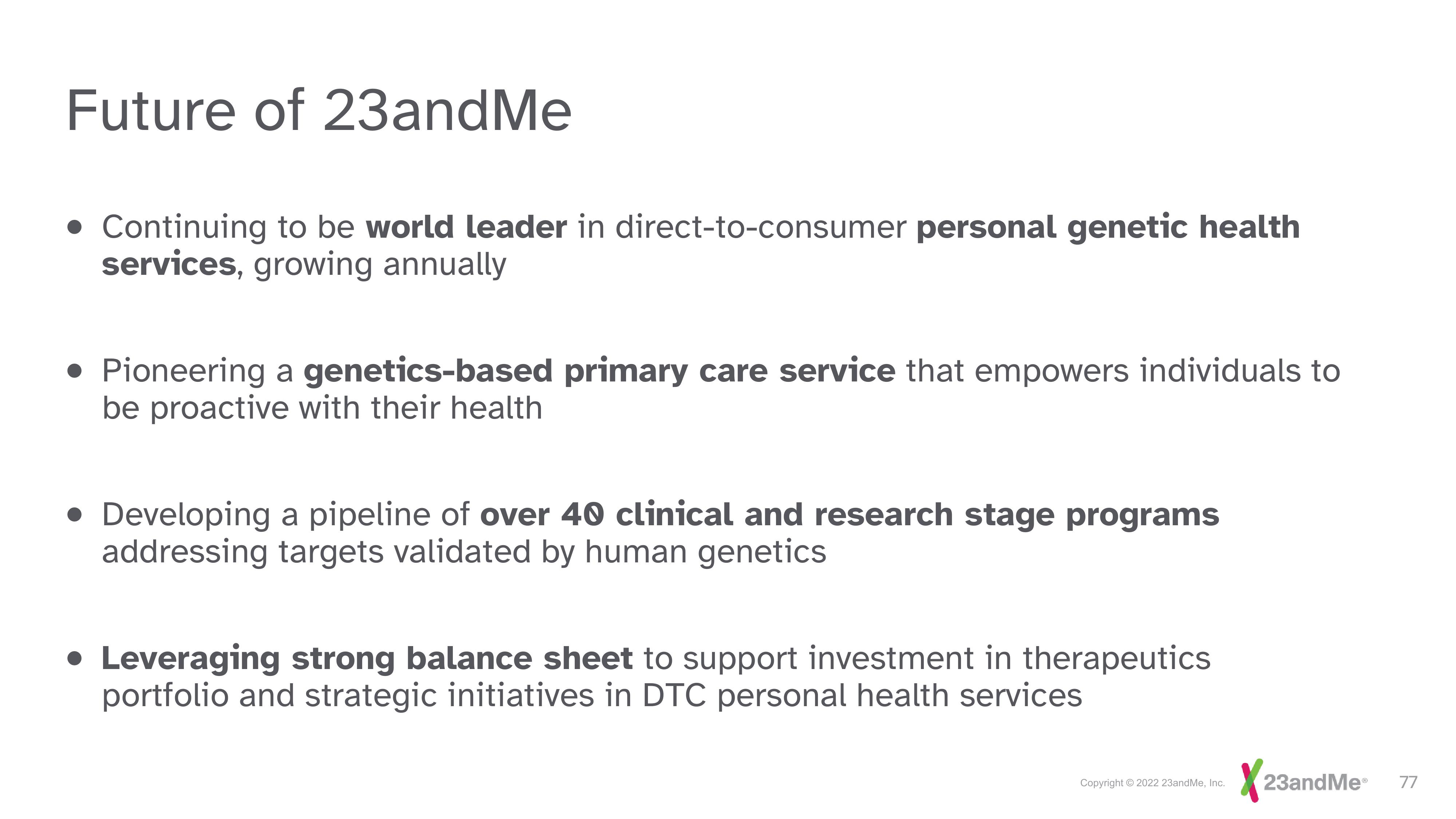 23andMe Investor Day Presentation Deck slide image #77