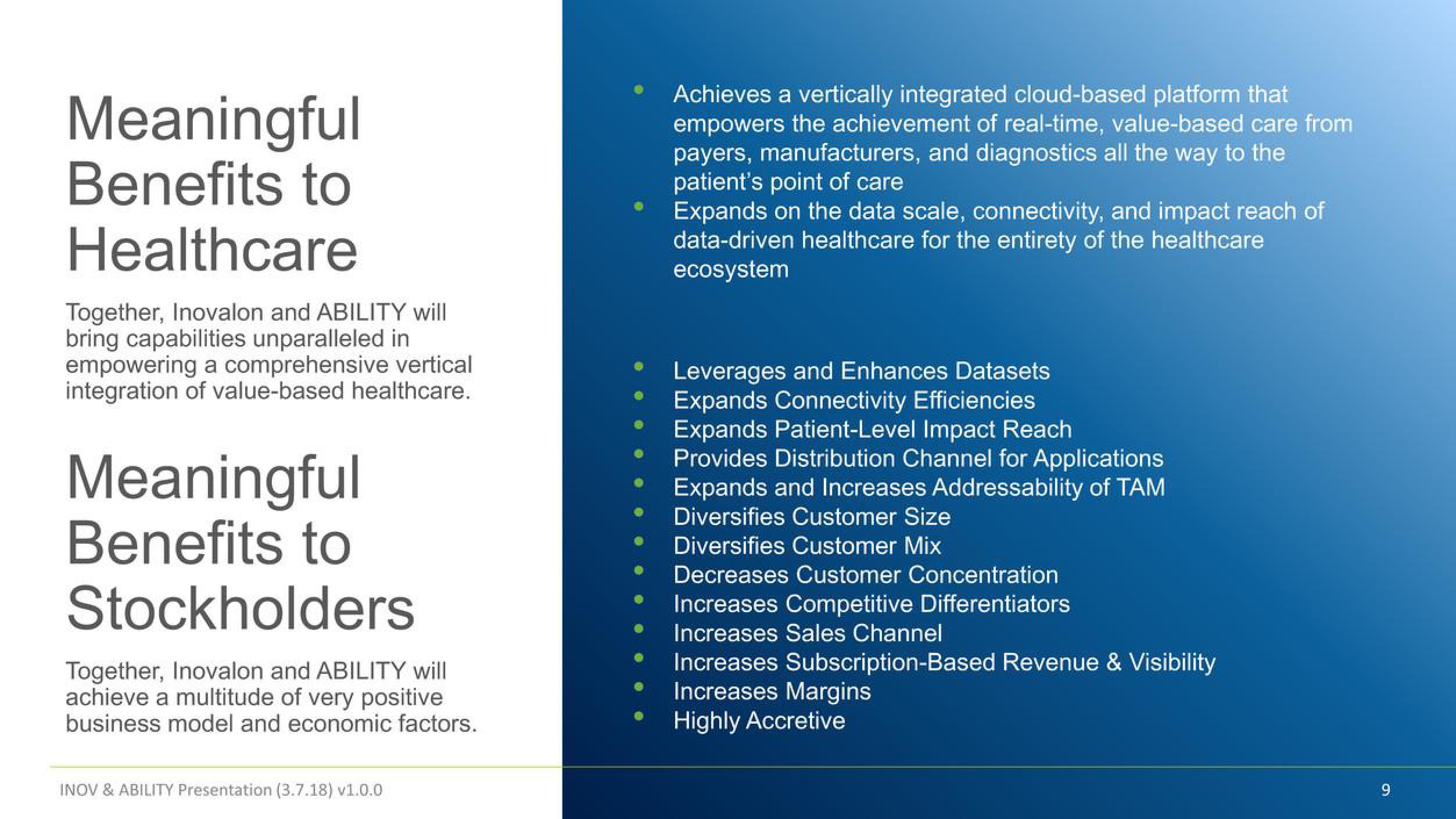 Inovalon Mergers and Acquisitions Presentation Deck slide image #9