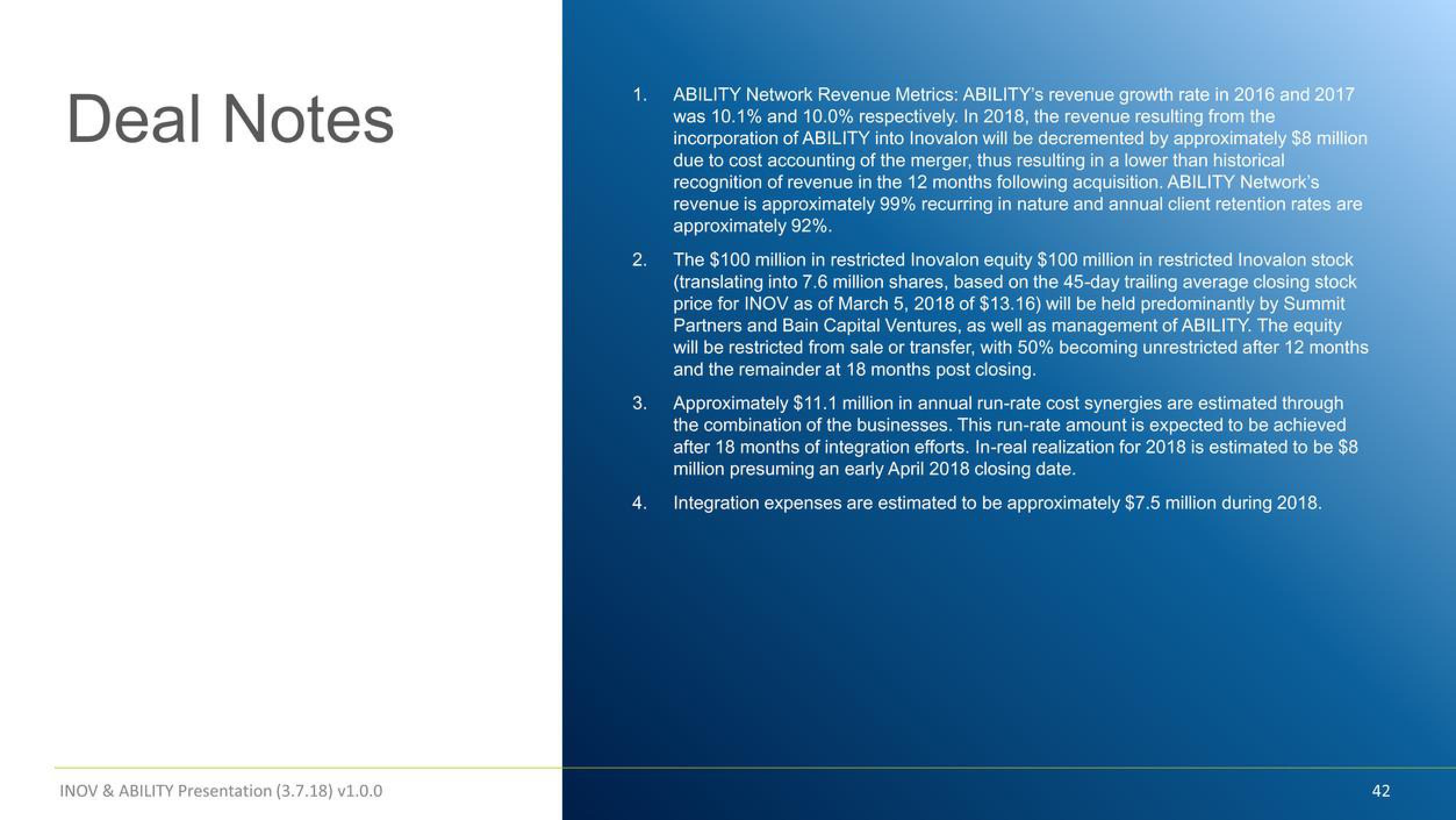 Inovalon Mergers and Acquisitions Presentation Deck slide image #42