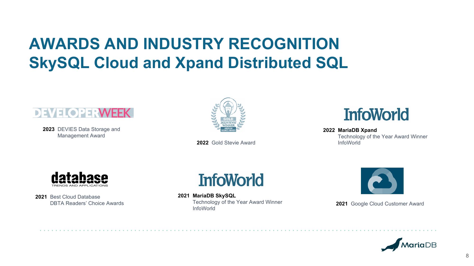 MariaDB Investor Presentation Deck slide image #8