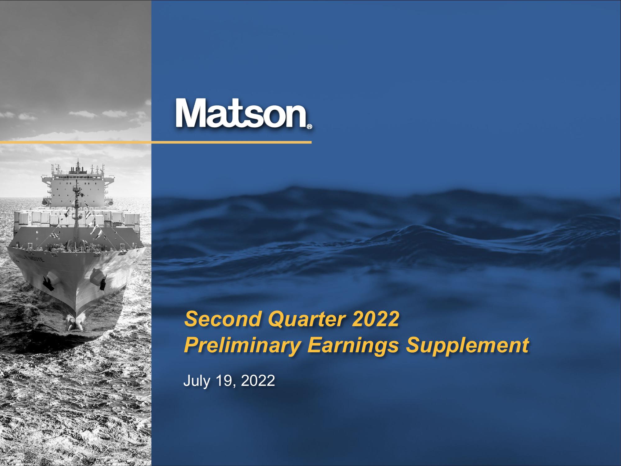 Matson Results Presentation Deck image