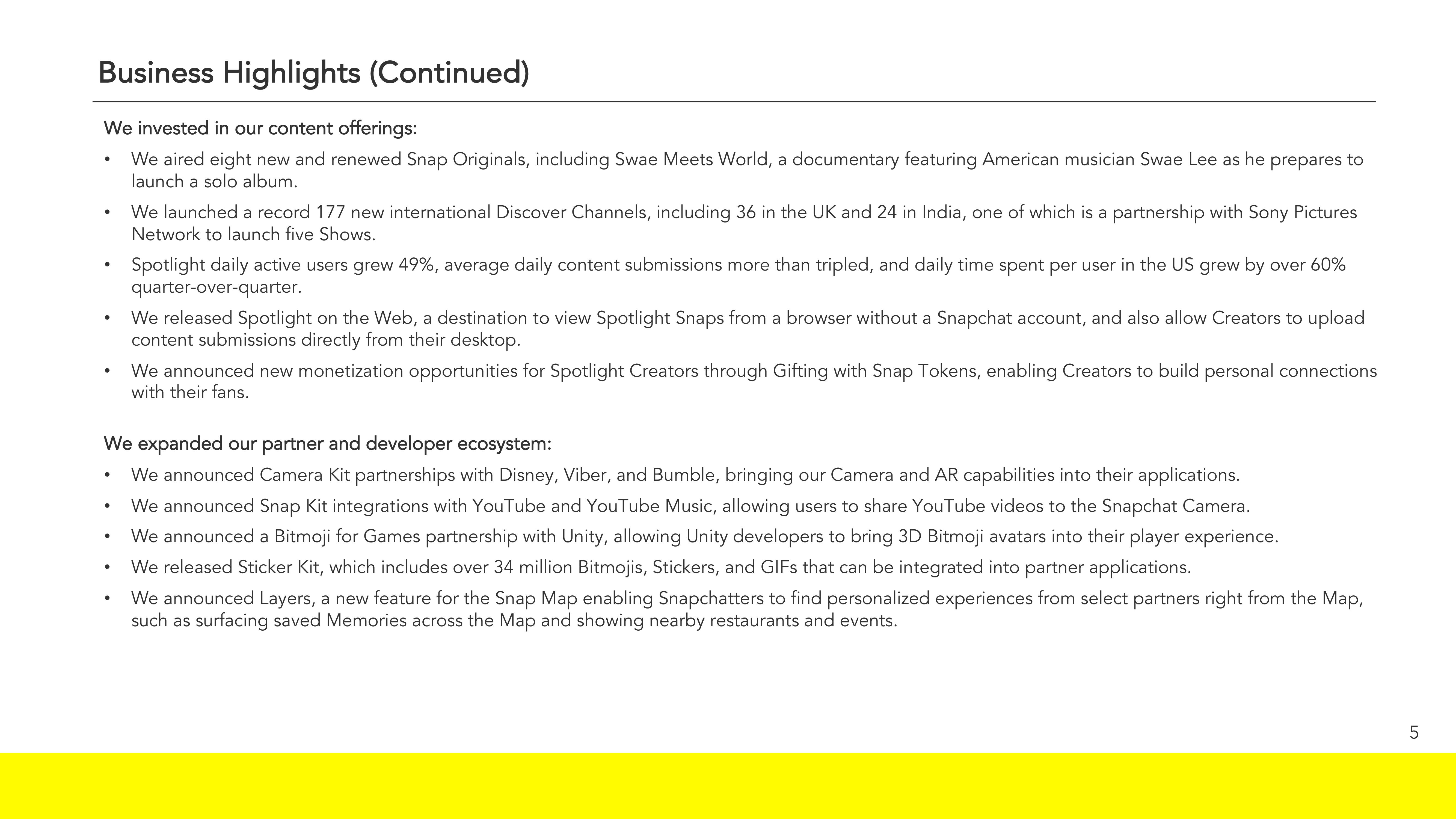 Snap Inc Results Presentation Deck slide image #5