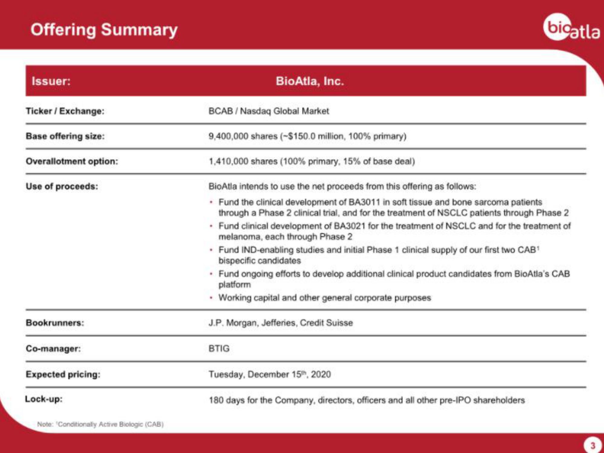 BioAtla IPO Presentation Deck slide image #3