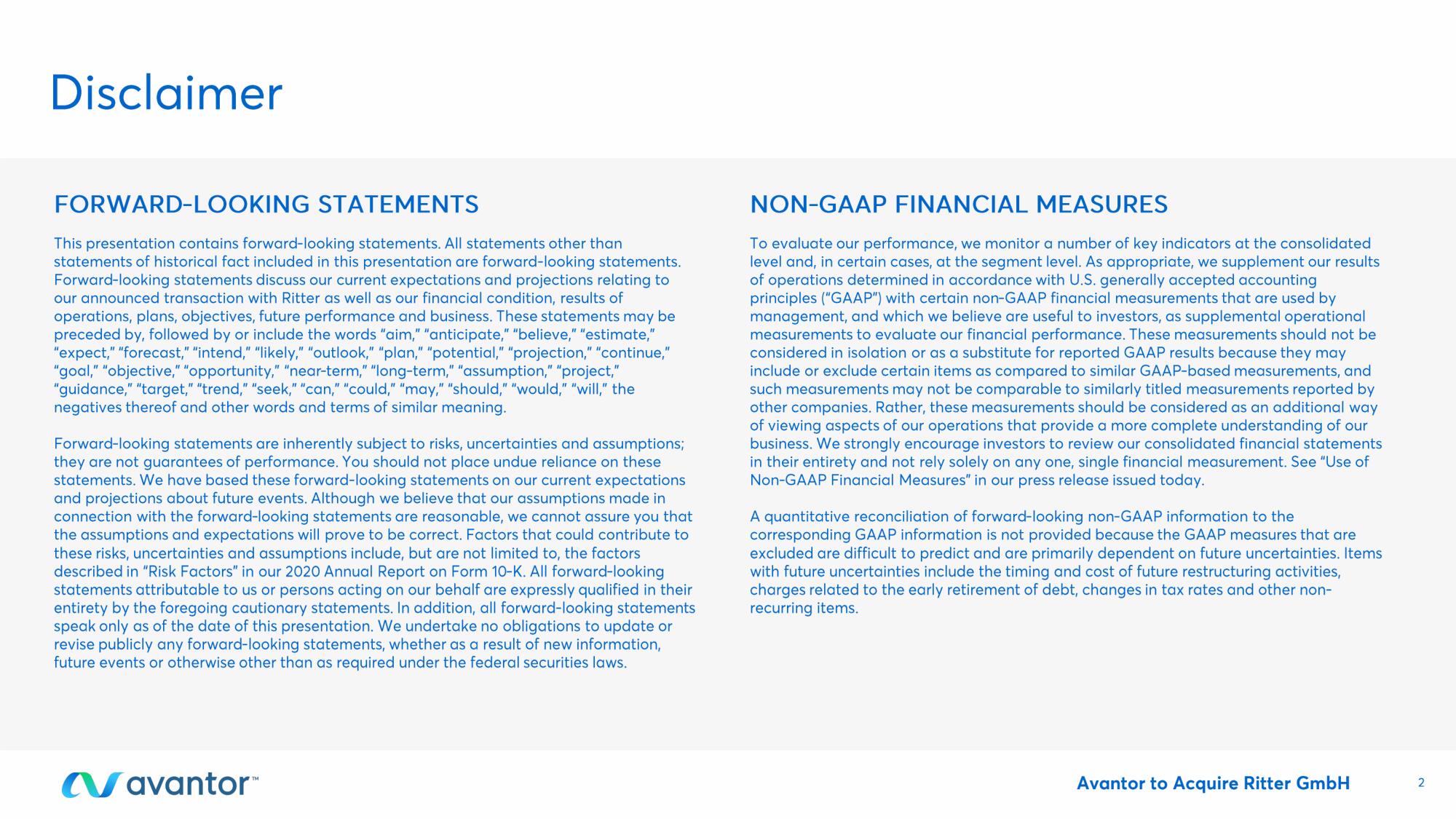 Avantor Mergers and Acquisitions Presentation Deck slide image #2