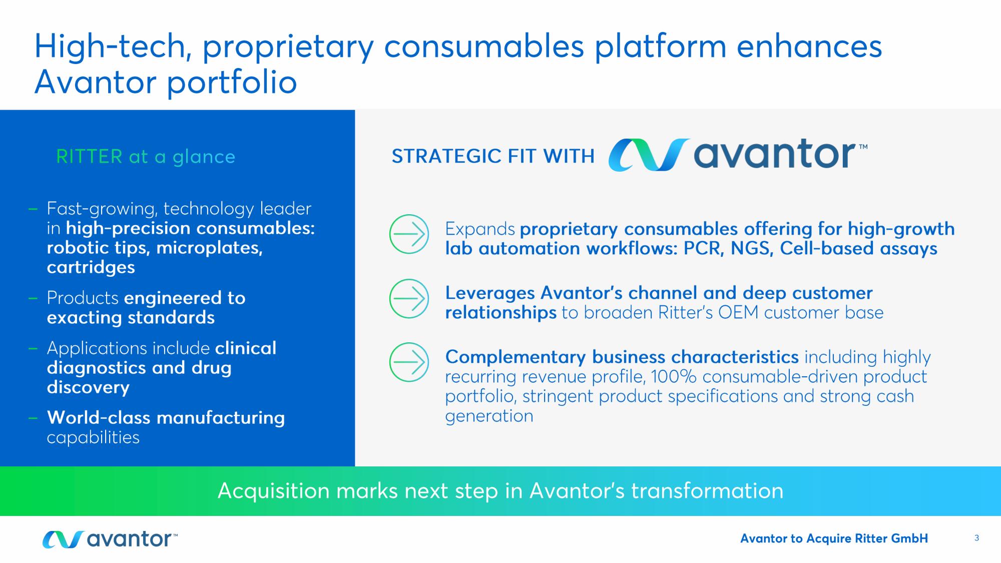 Avantor Mergers and Acquisitions Presentation Deck slide image #3