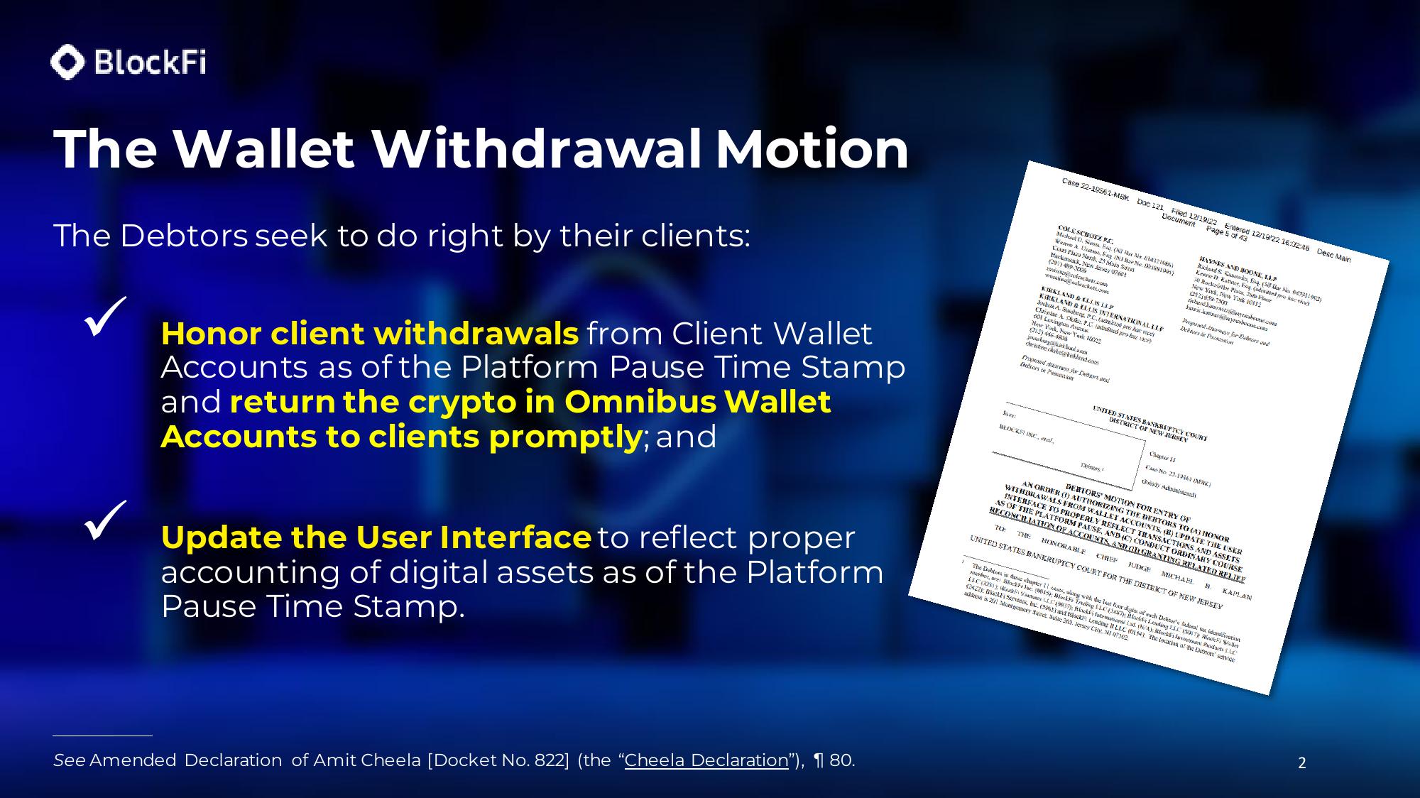 BlockFi Bankruptcy Presentation Deck slide image #2