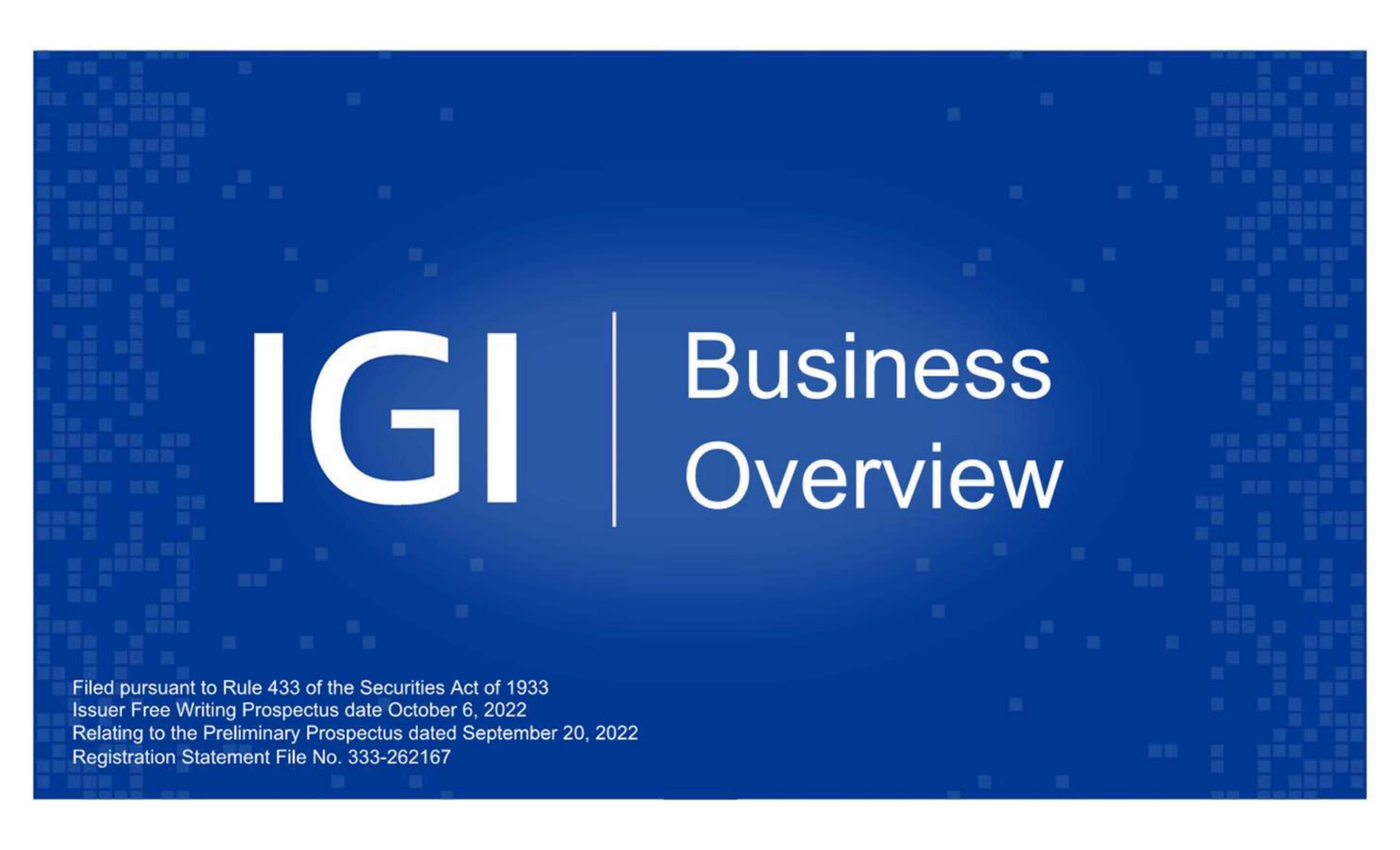 IGI IPO Presentation Deck image