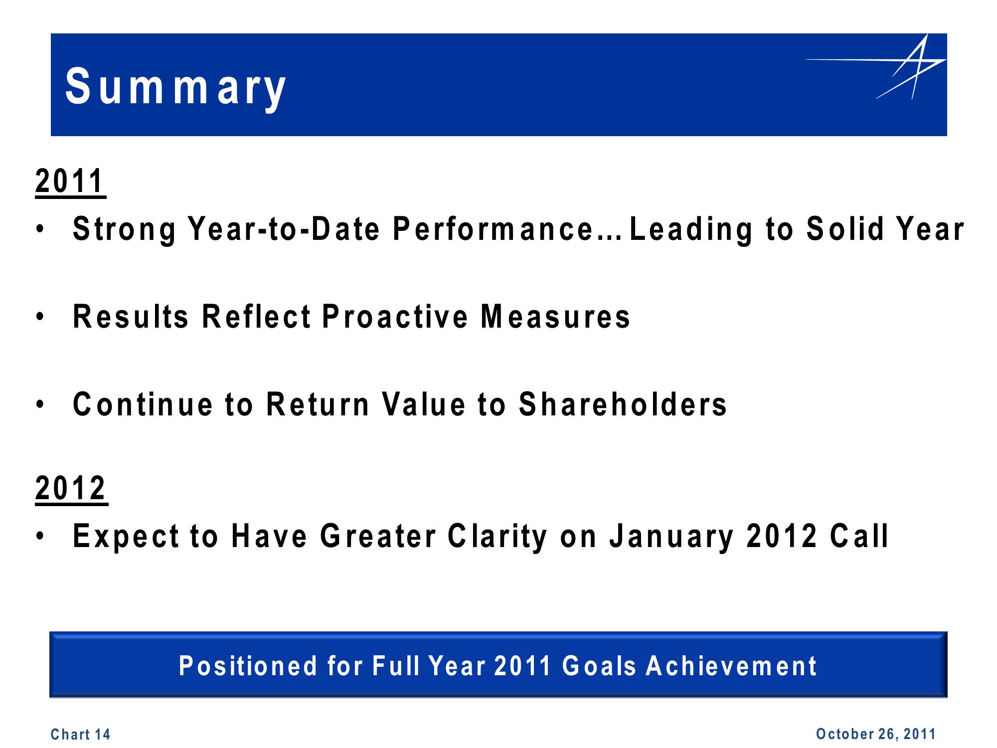 Lockheed Martin 3rd Quarter 2011 Financial Results Conference Call slide image #14