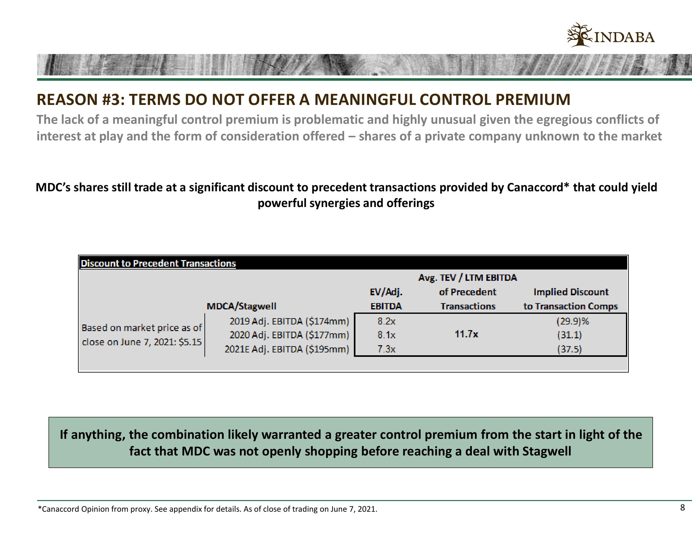 Why We Oppose the Current Terms of The Merger of Mdc Partners and Stagwell  slide image #8