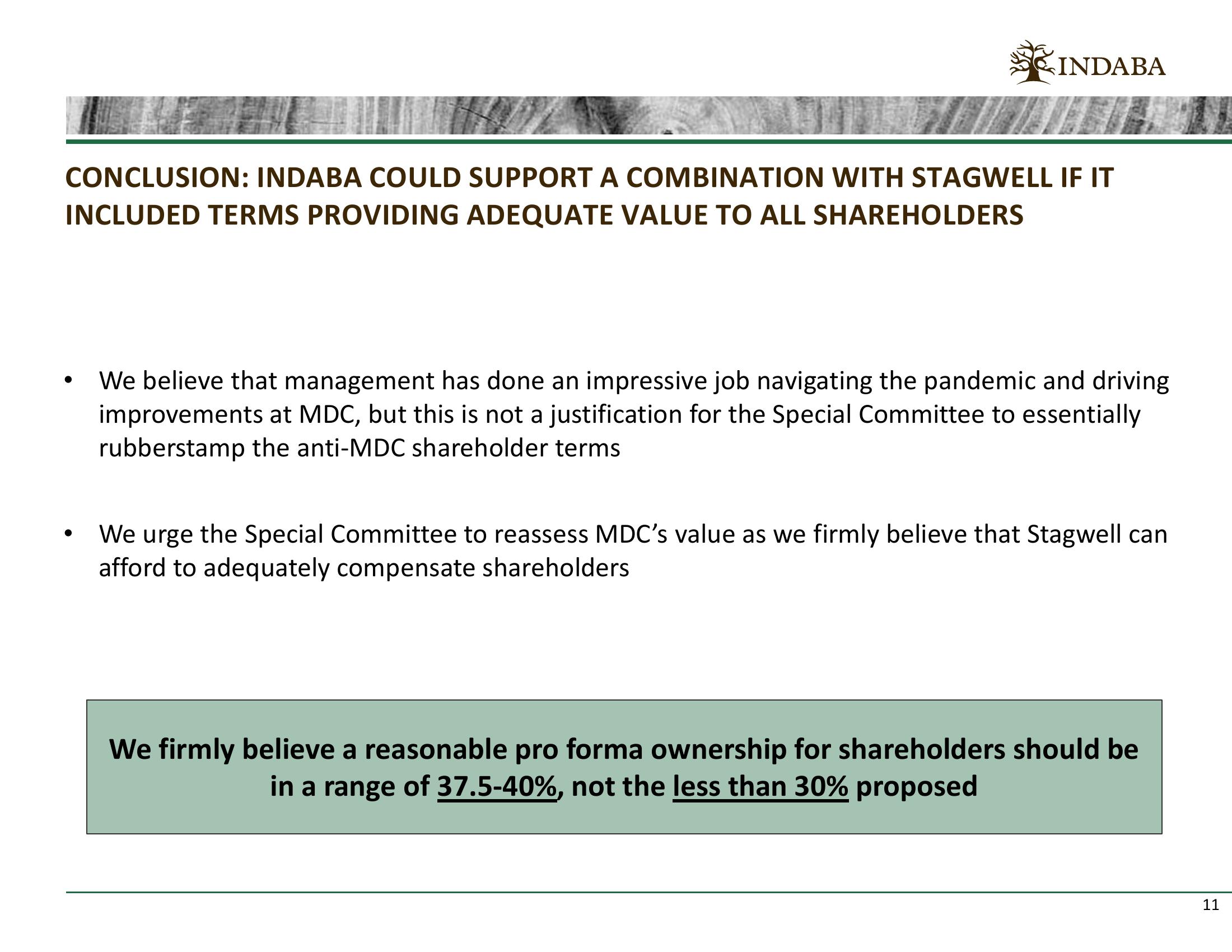 Why We Oppose the Current Terms of The Merger of Mdc Partners and Stagwell  slide image #11