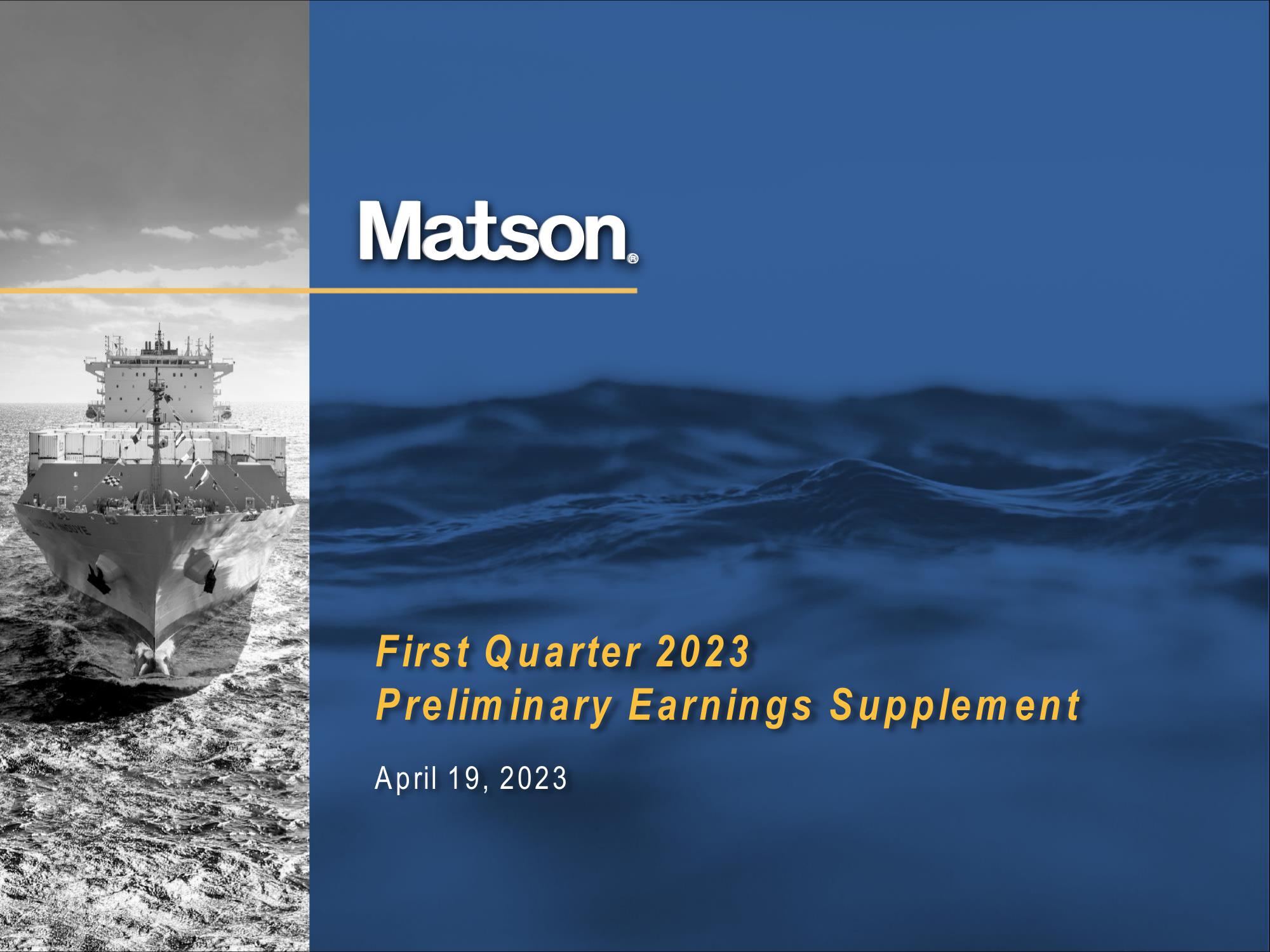 Matson Results Presentation Deck image