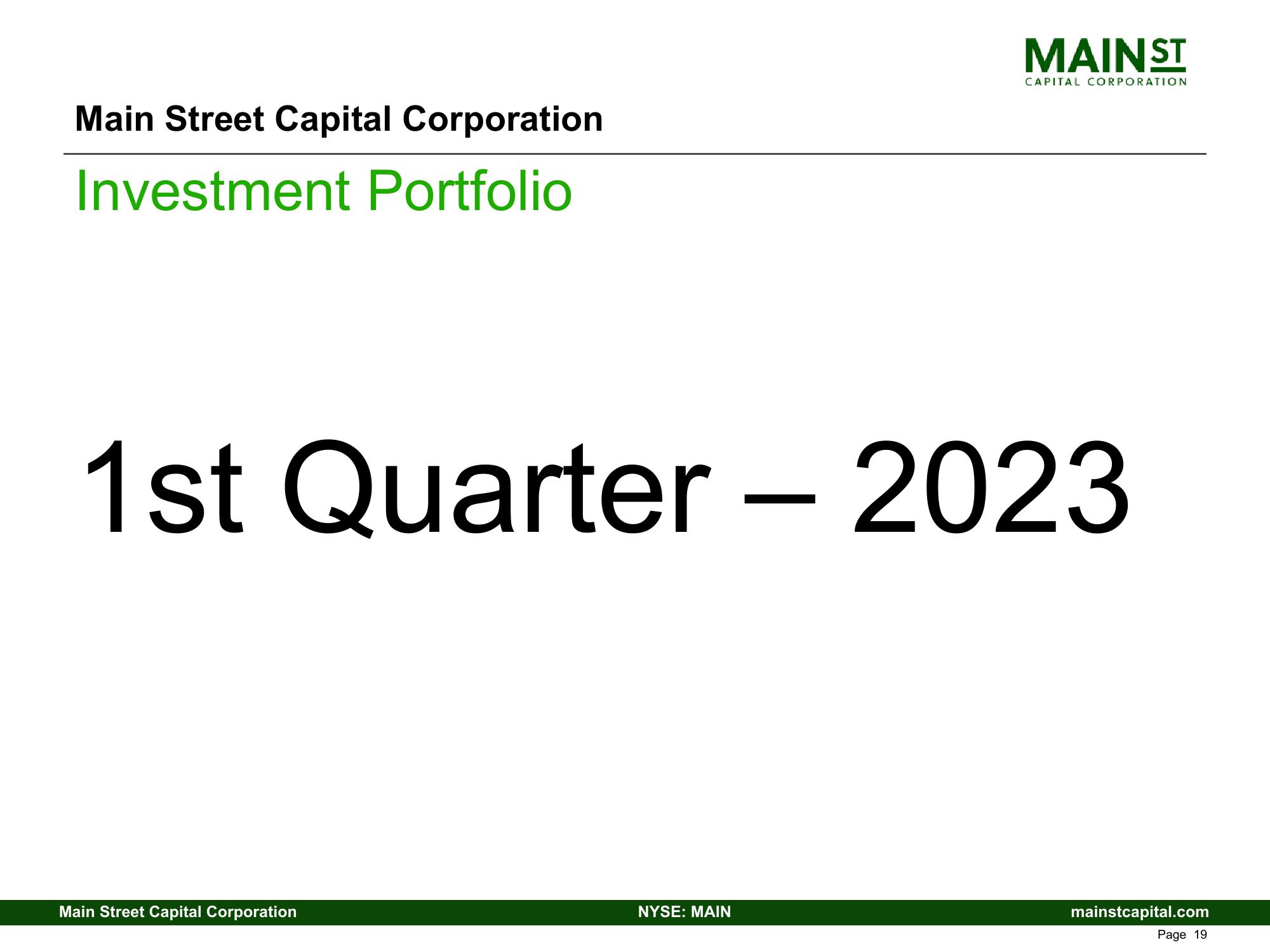 Main Street Capital Investor Presentation Deck slide image #19