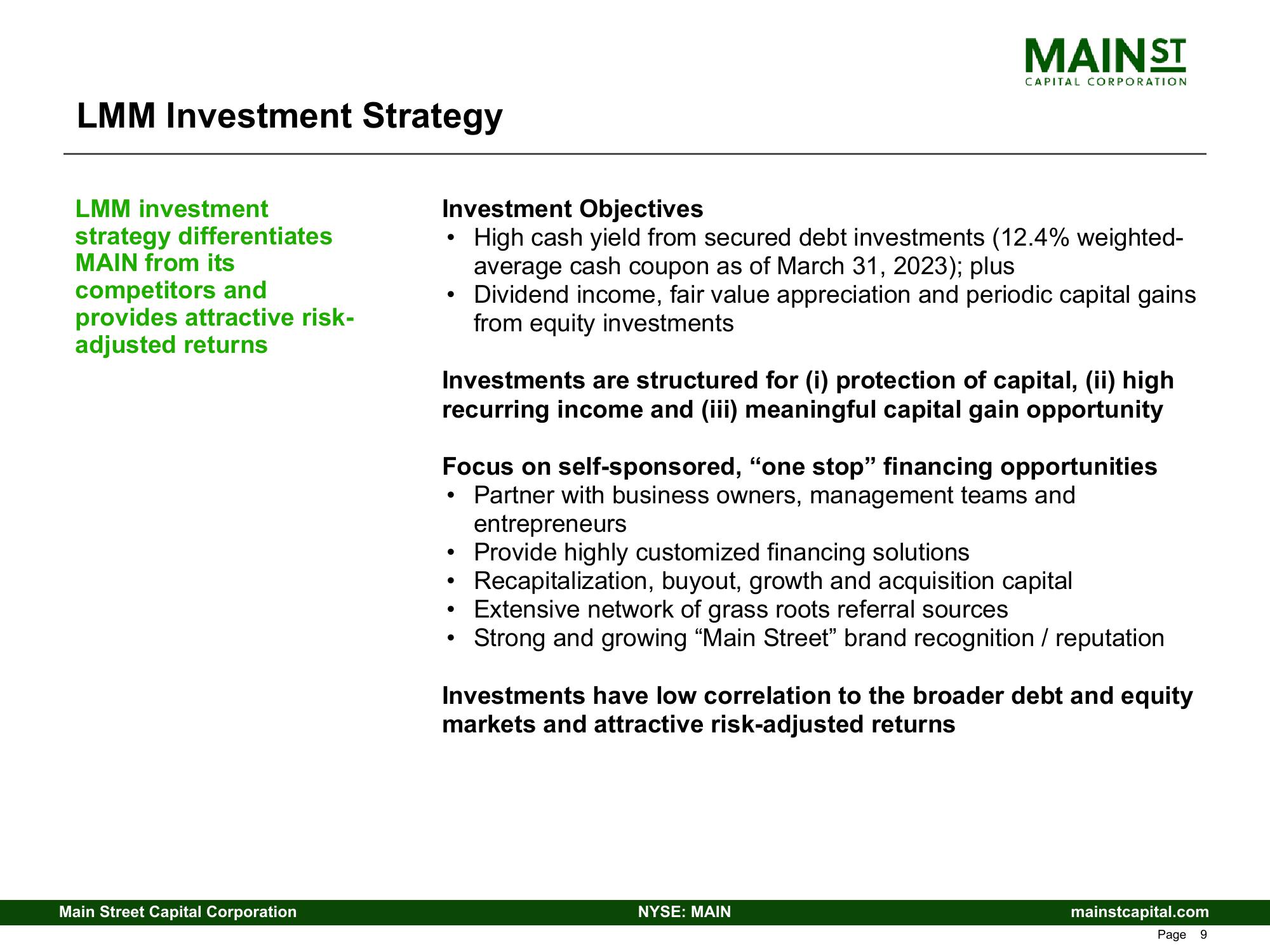 Main Street Capital Investor Presentation Deck slide image #9