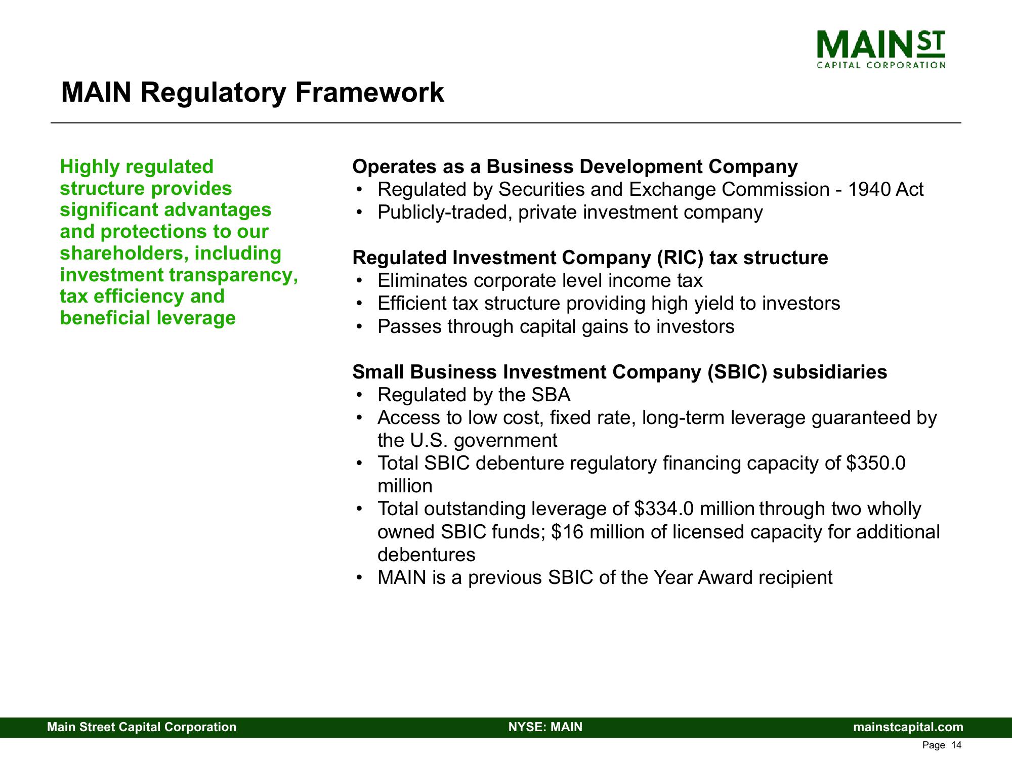 Main Street Capital Investor Presentation Deck slide image #14