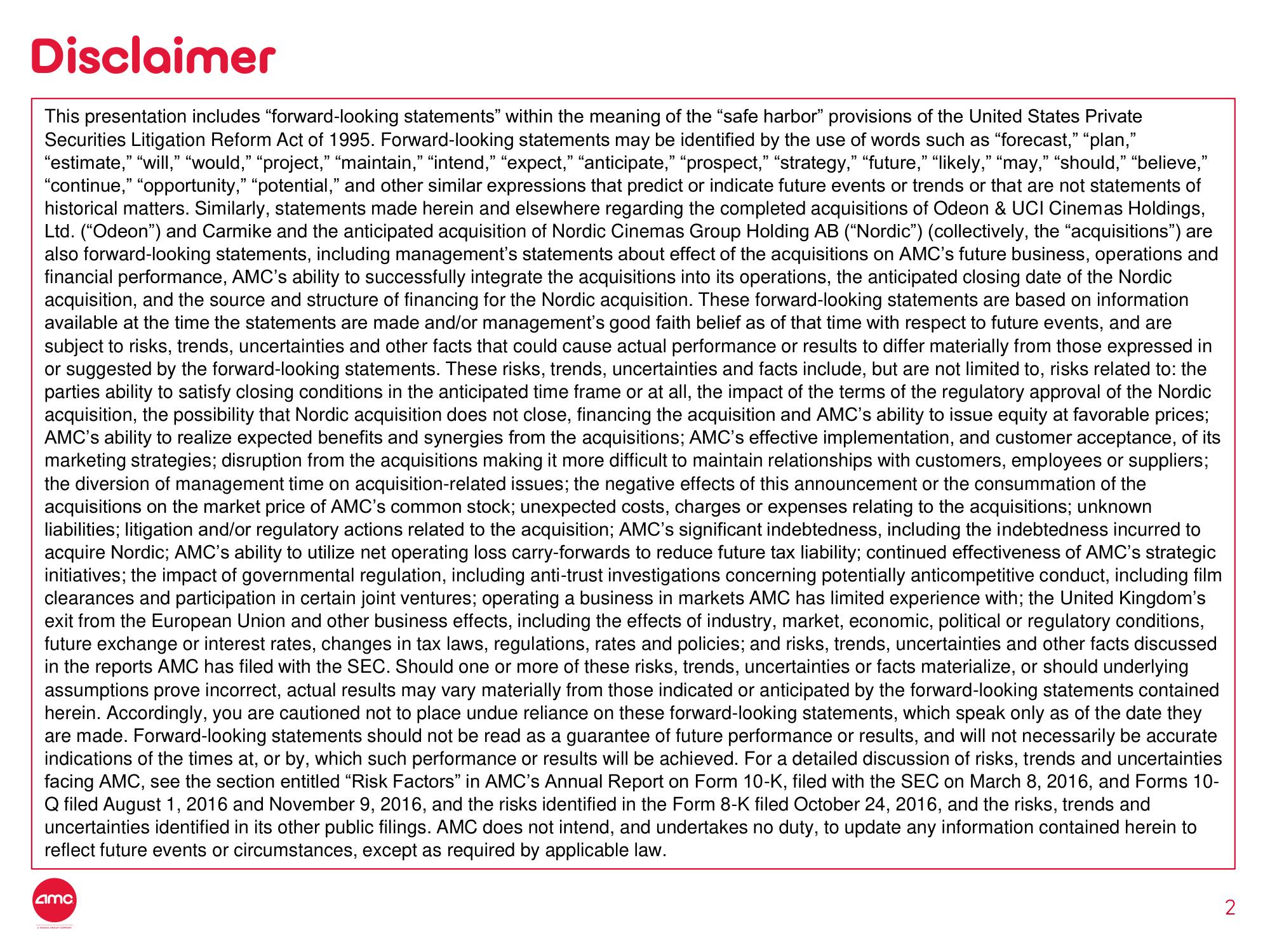 AMC Mergers and Acquisitions Presentation Deck slide image #2