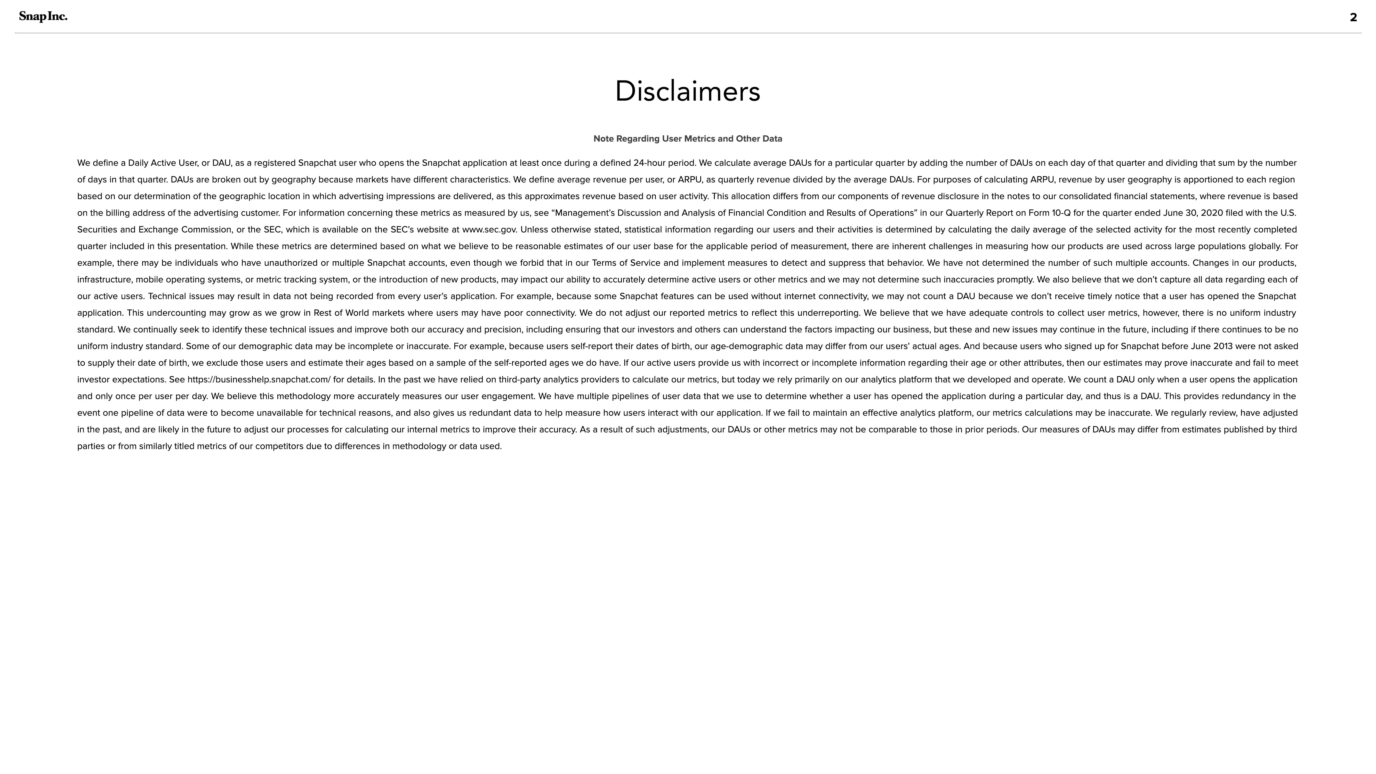 Snap Inc Investor Presentation Deck slide image #2