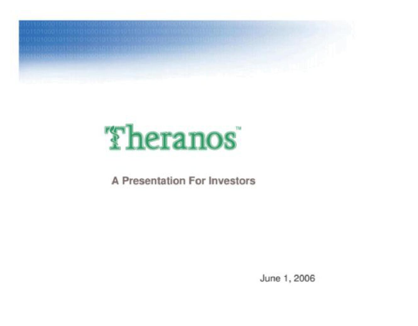 Theranos Start Up Pitch Deck image