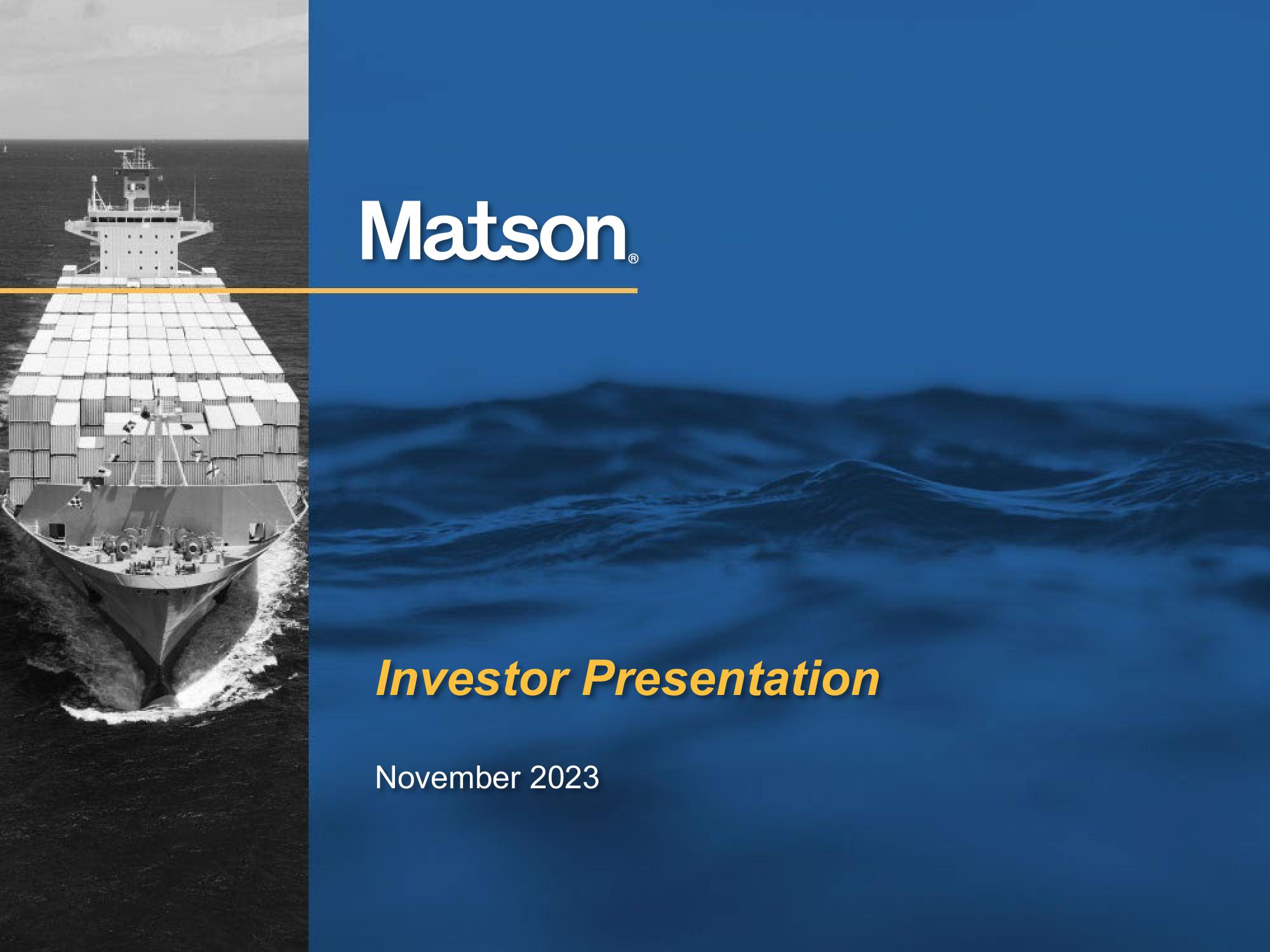 Matson Investor Presentation Deck image