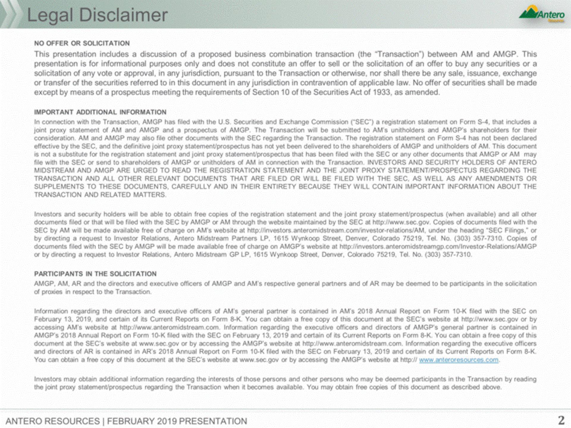 Antero Midstream Partners Investor Presentation Deck slide image #2