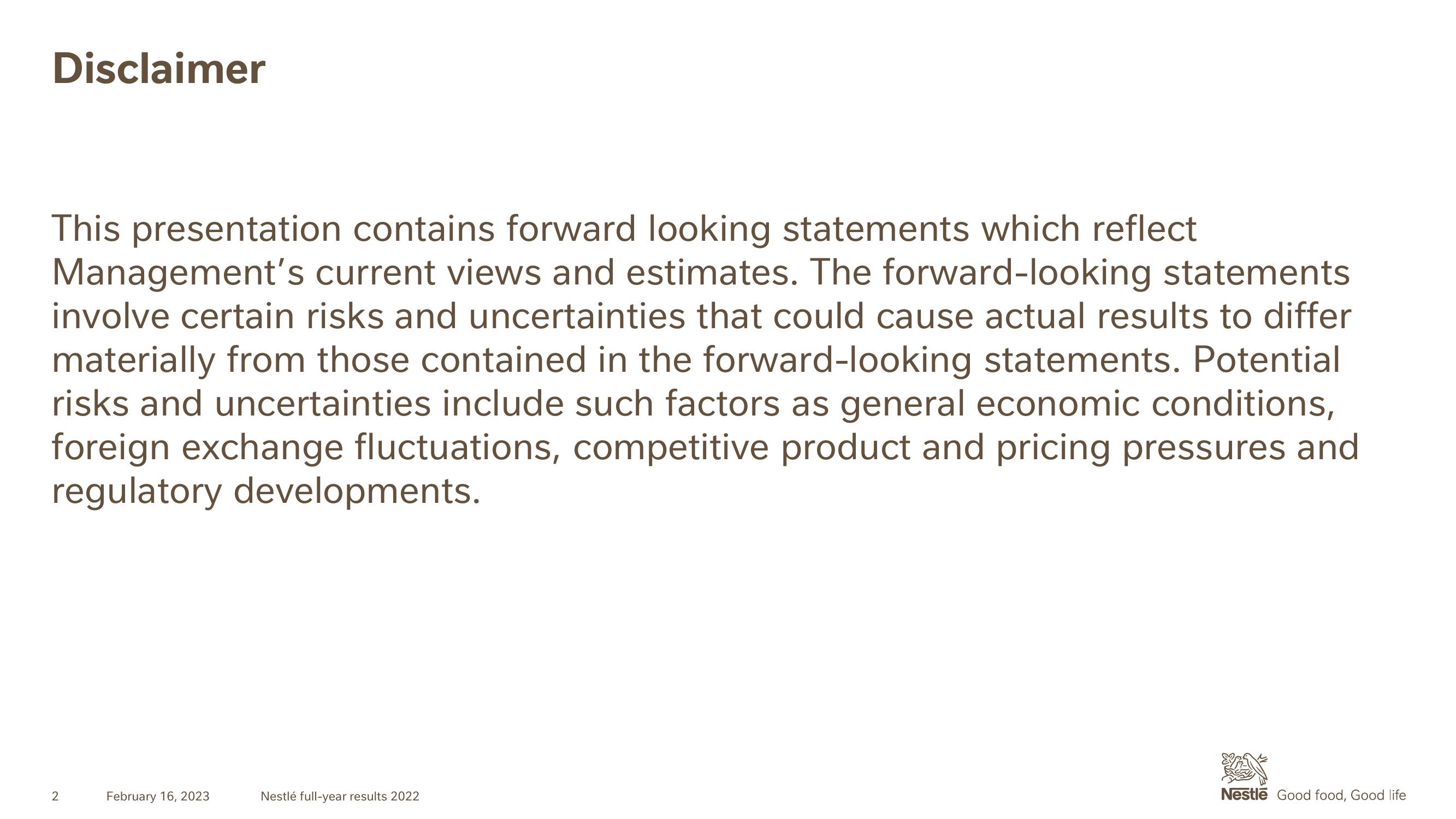 Nestle Results Presentation Deck slide image #2