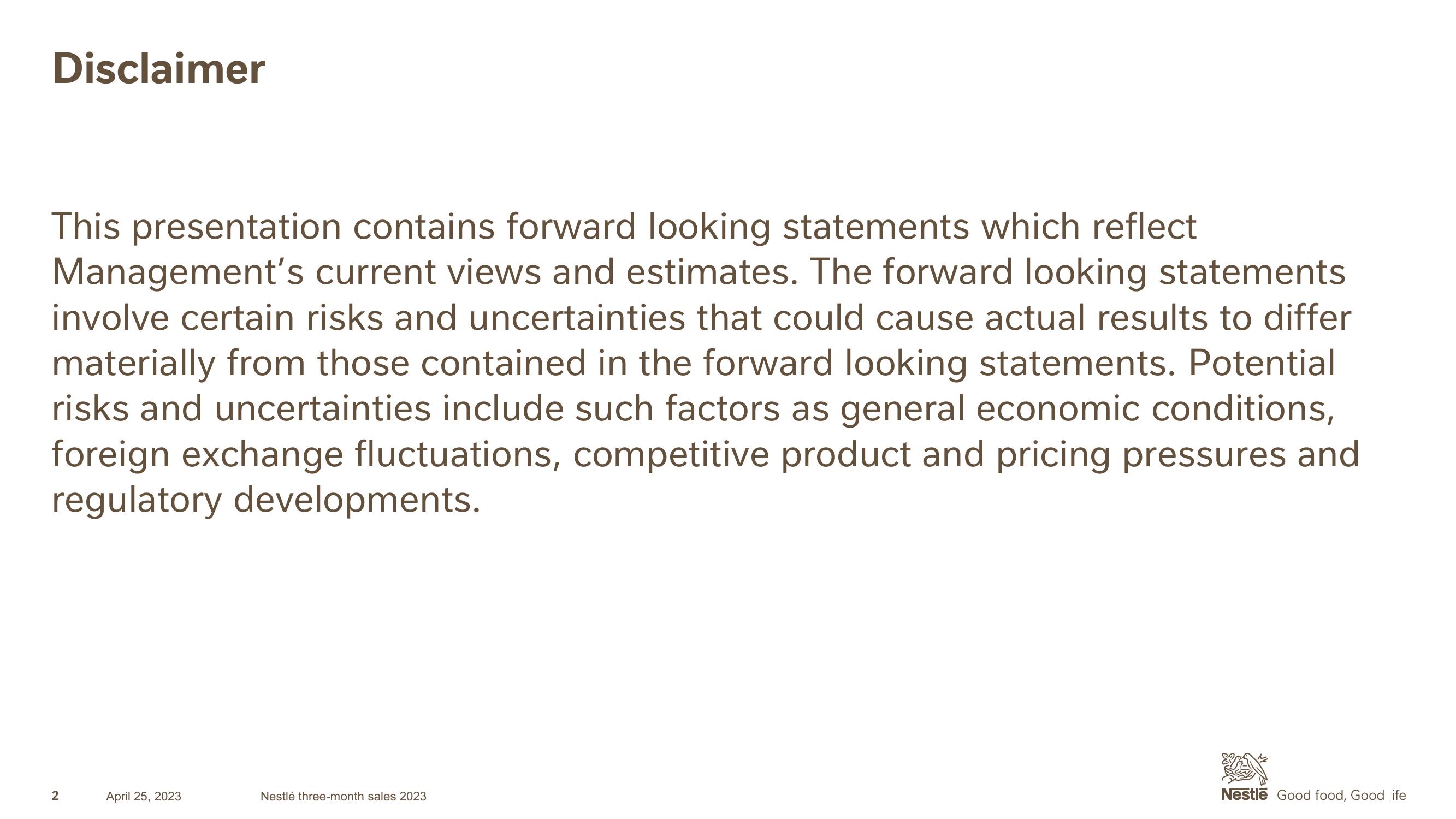 Nestle Investor Presentation Deck slide image #2