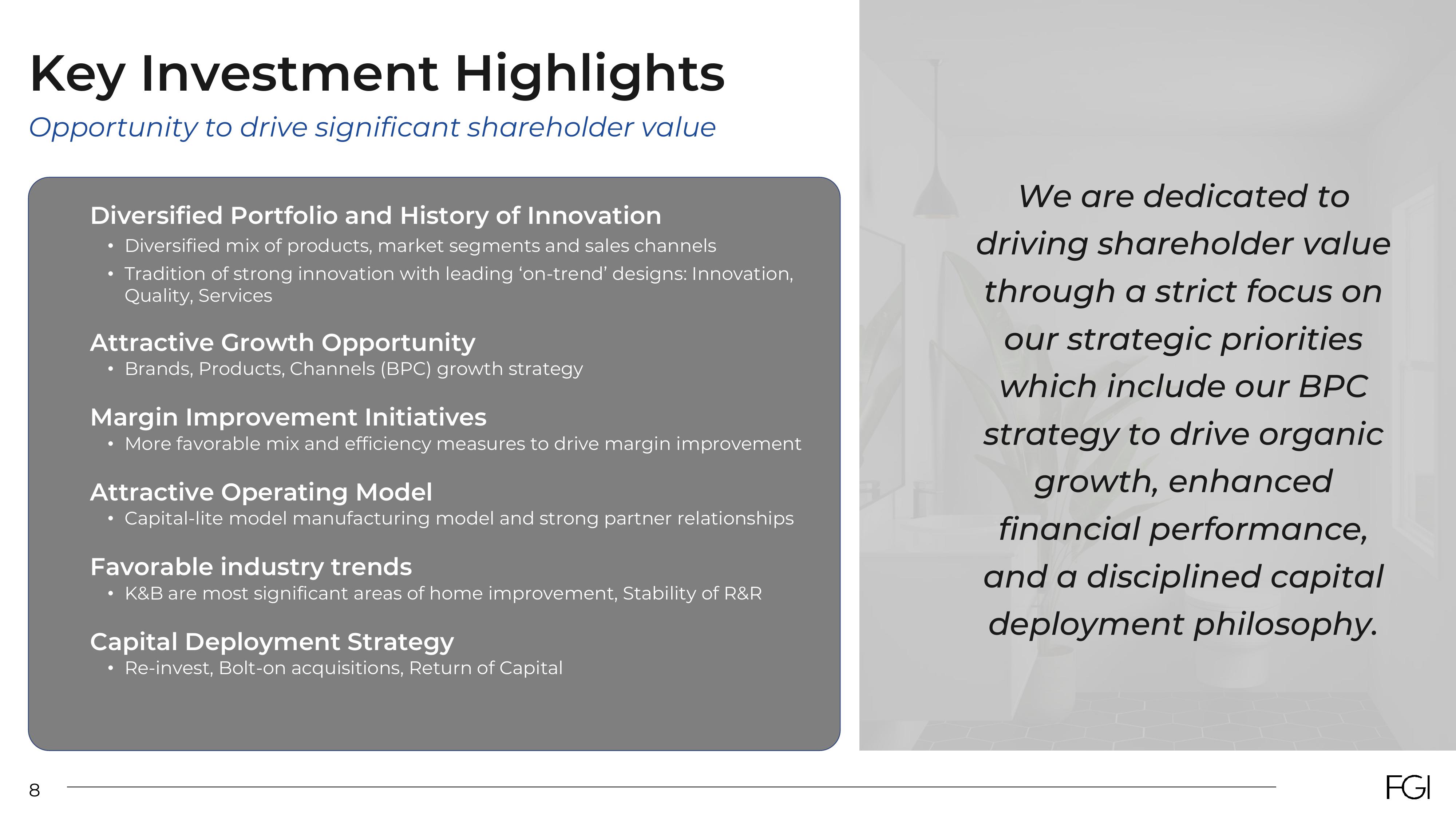 FGI Industries Investor Presentation Deck slide image #8