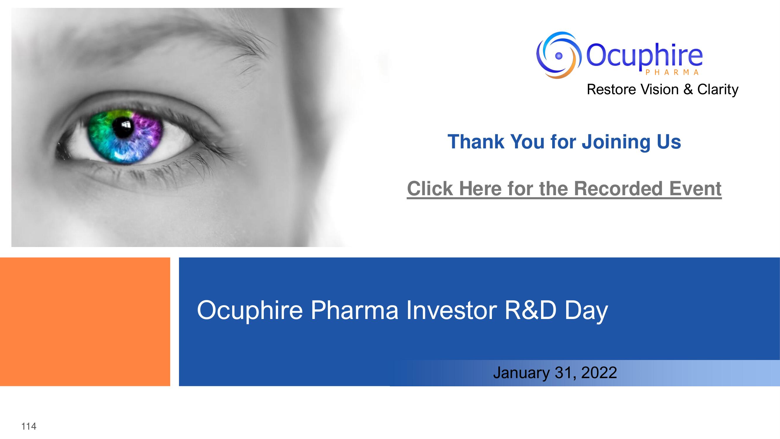 Ocuphire Pharma Investor Day Presentation Deck slide image #114