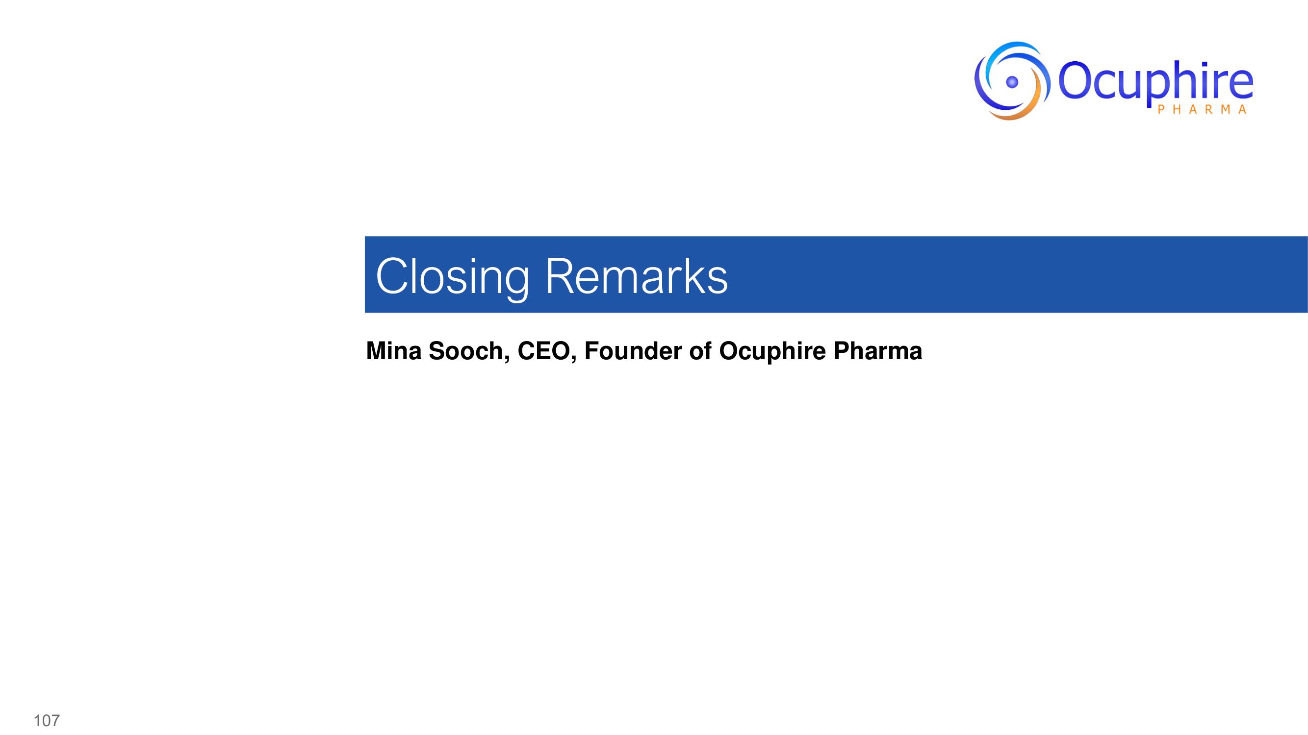 Ocuphire Pharma Investor Day Presentation Deck slide image #107