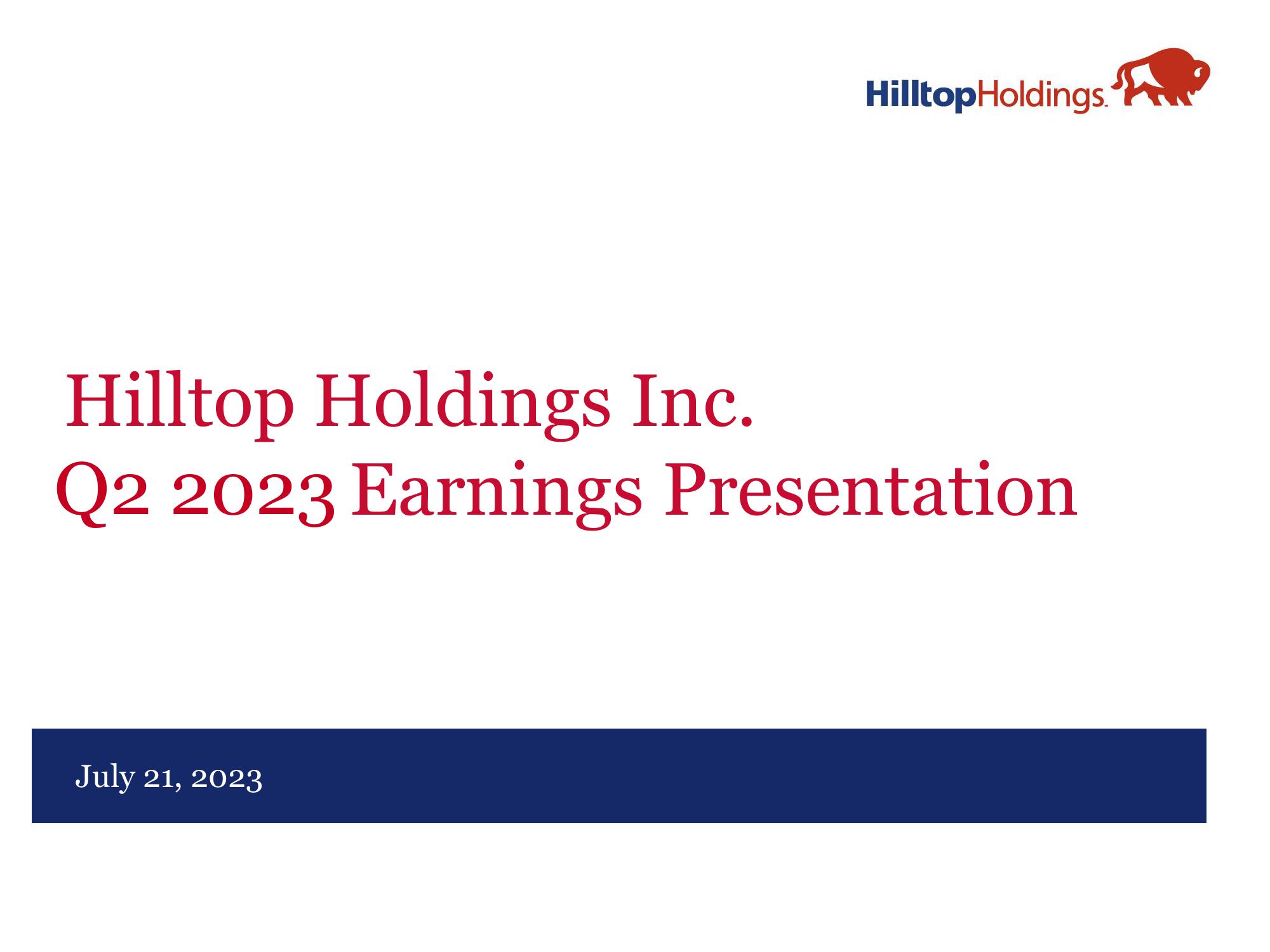 Hilltop Holdings Results Presentation Deck image