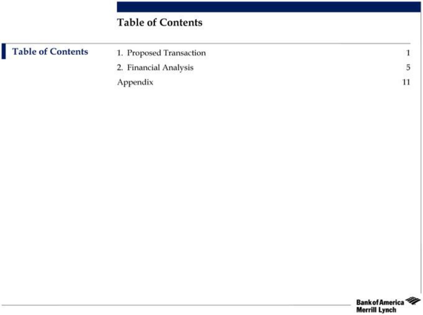 Bank of America Investment Banking Pitch Book slide image #3