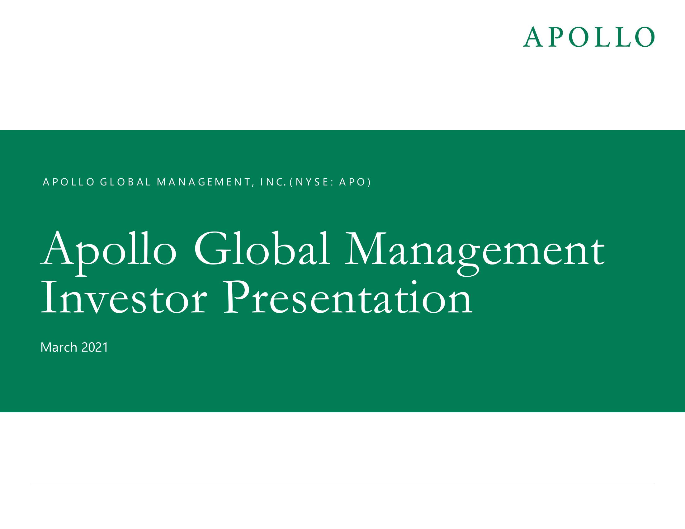 Apollo Global Management Investor Presentation Deck image