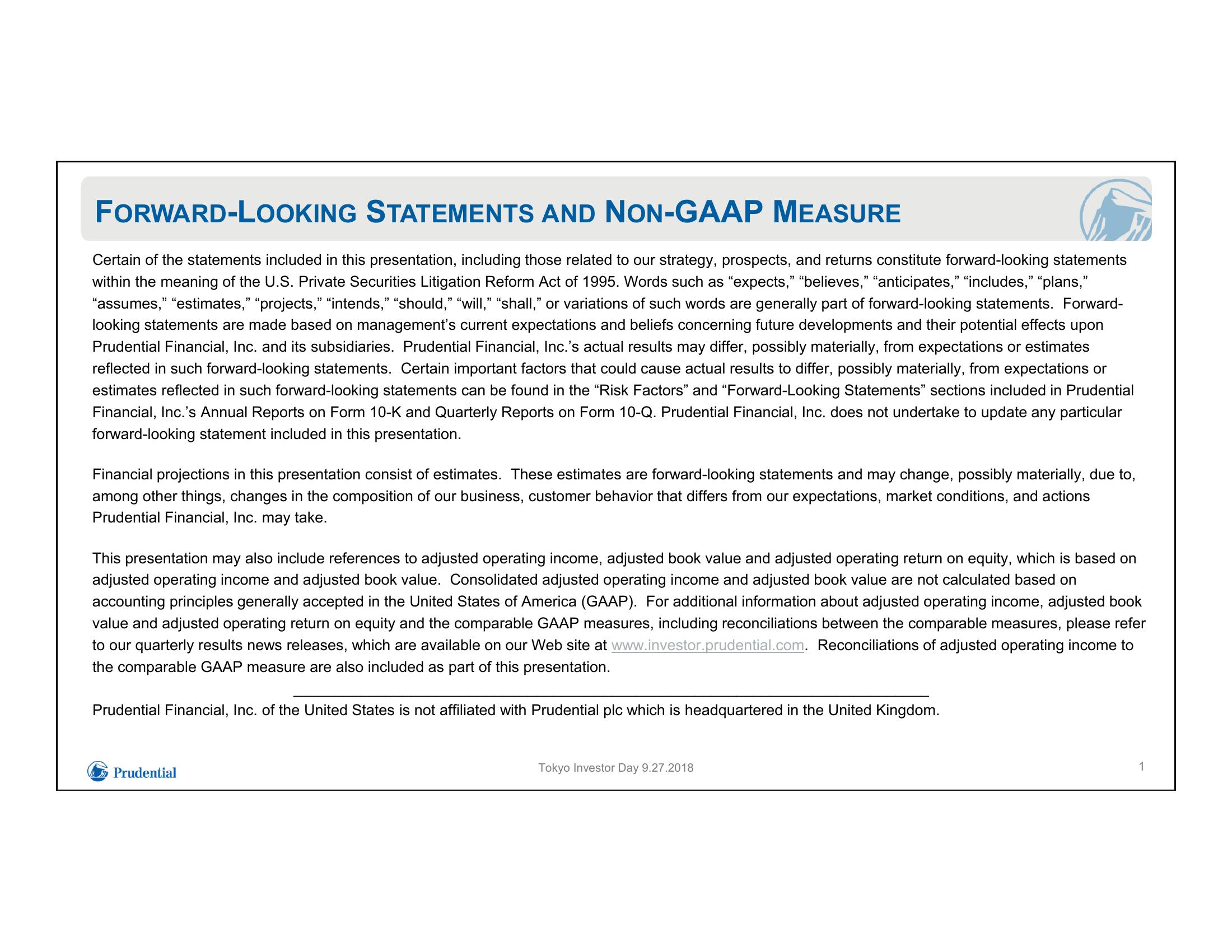 Prudential Financial, Inc. 2018 Tokyo Investor Day slide image #3