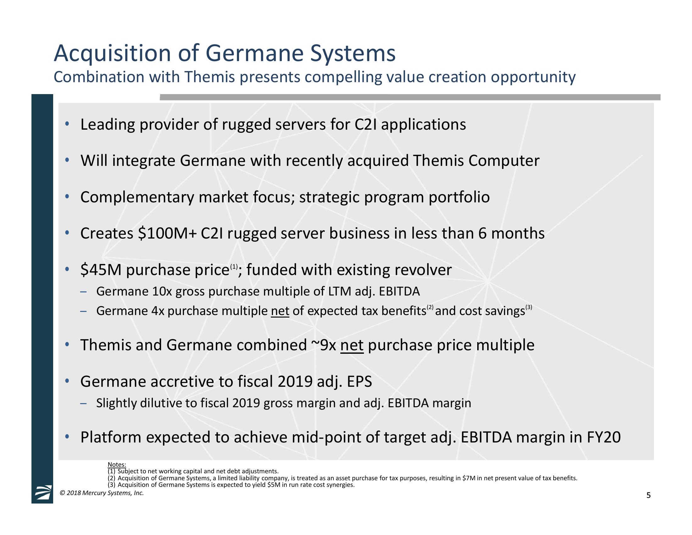 4th Quarter and Full Fiscal Year 2018 Financial Results & Germane Systems Acquisition Overview slide image #5