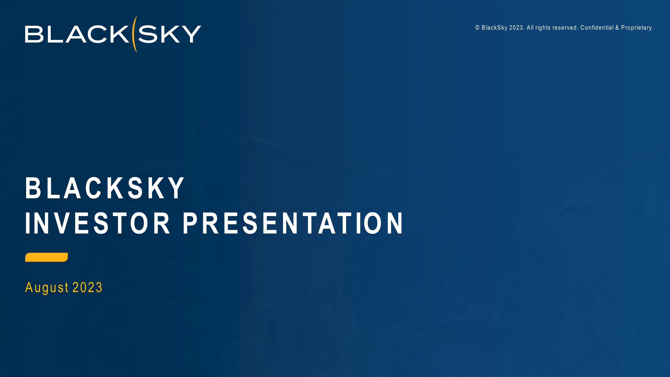 BlackSky Investor Presentation Deck image