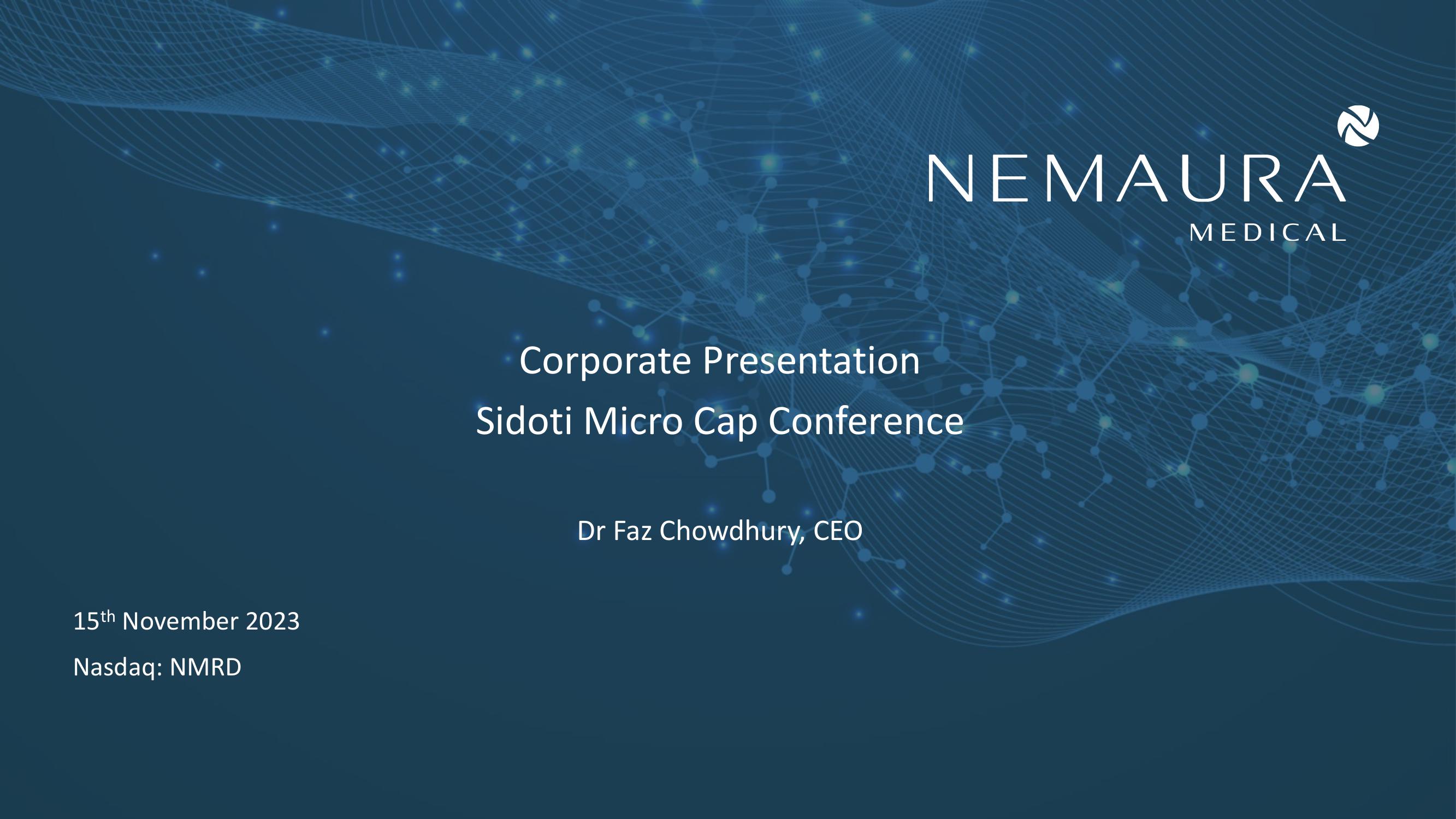 Nemaura Medical Investor Presentation Deck image