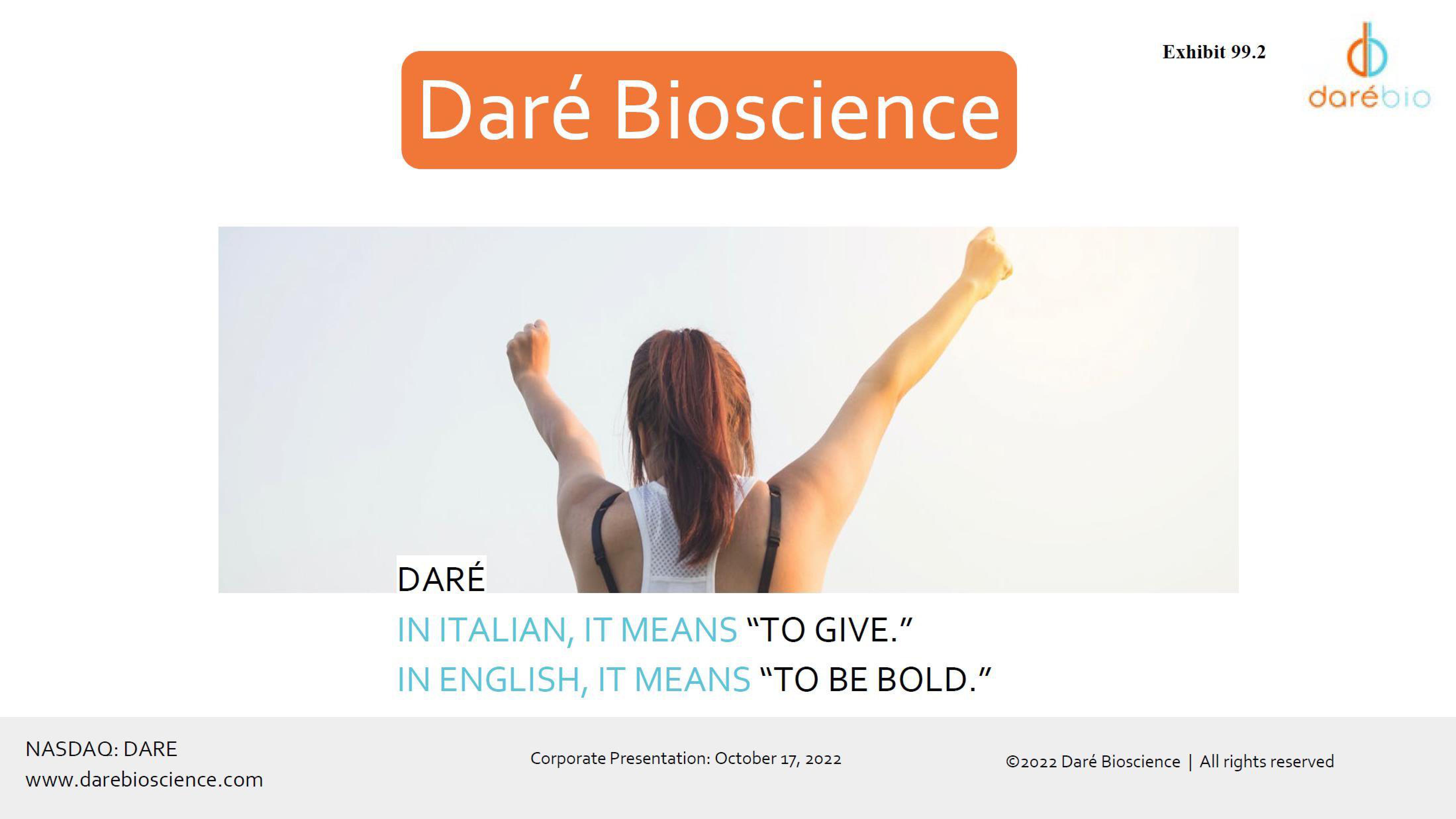 Dare Bioscience Investor Presentation Deck image