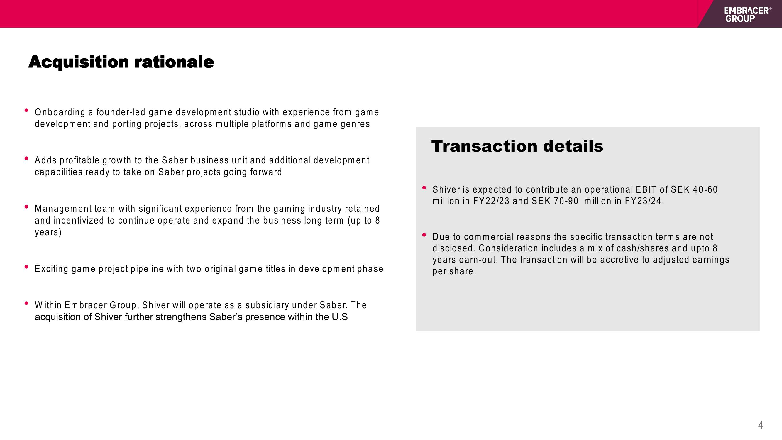 Embracer Group Mergers and Acquisitions Presentation Deck slide image #4