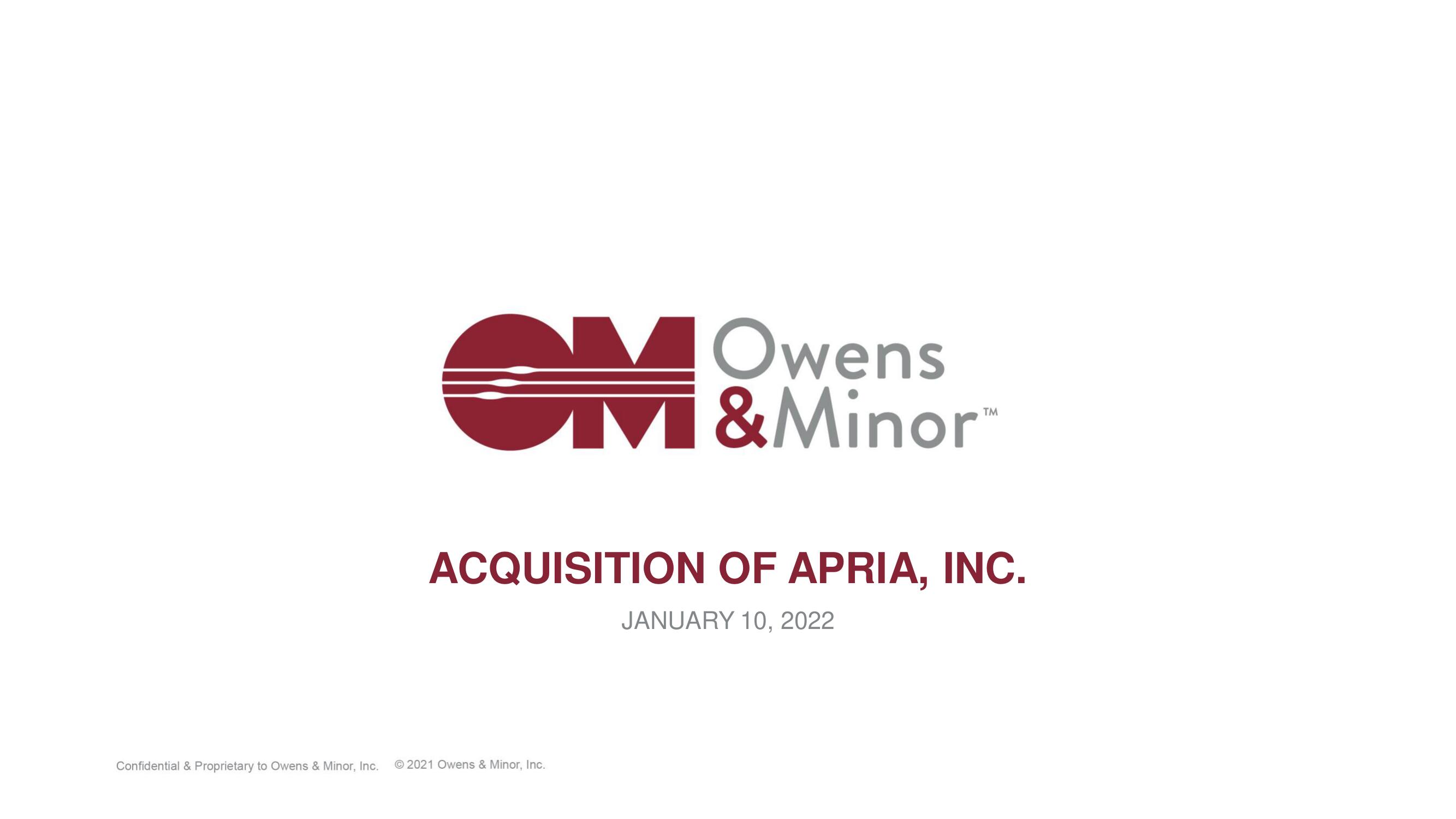 Owens&Minor Mergers and Acquisitions Presentation Deck image