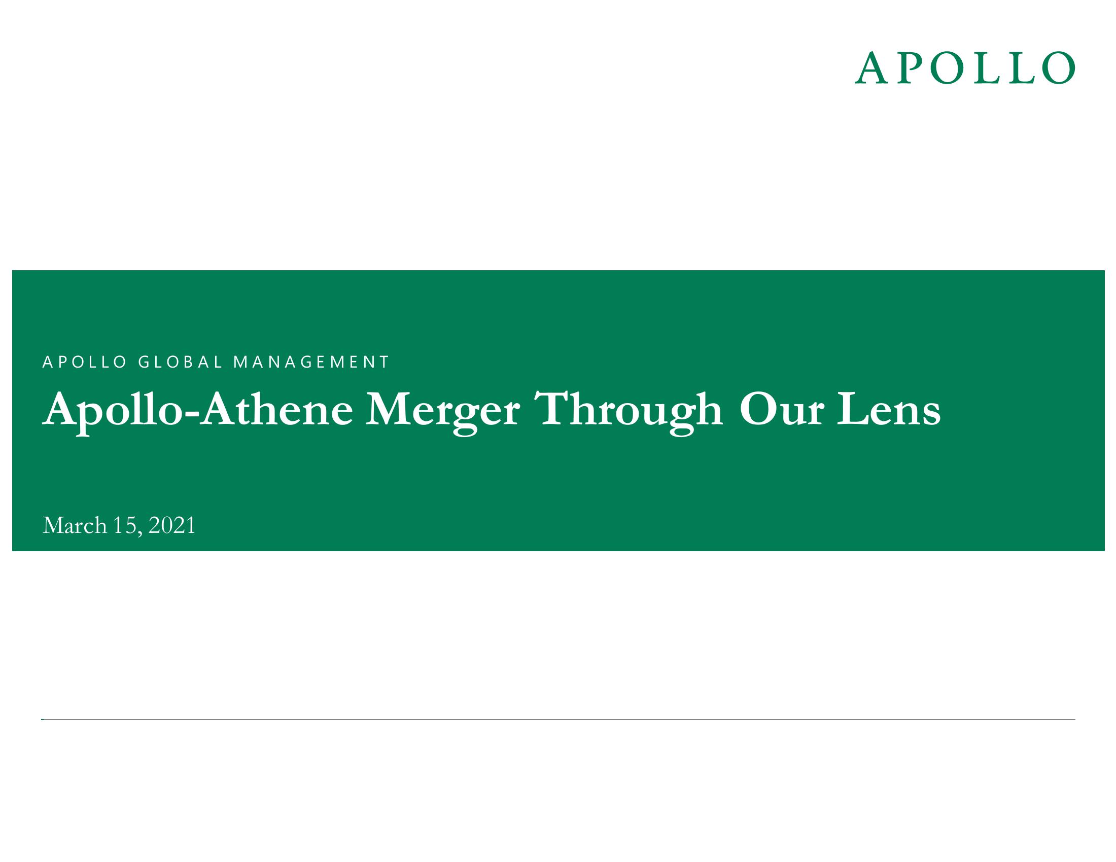 Apollo Global Management Mergers and Acquisitions Presentation Deck image