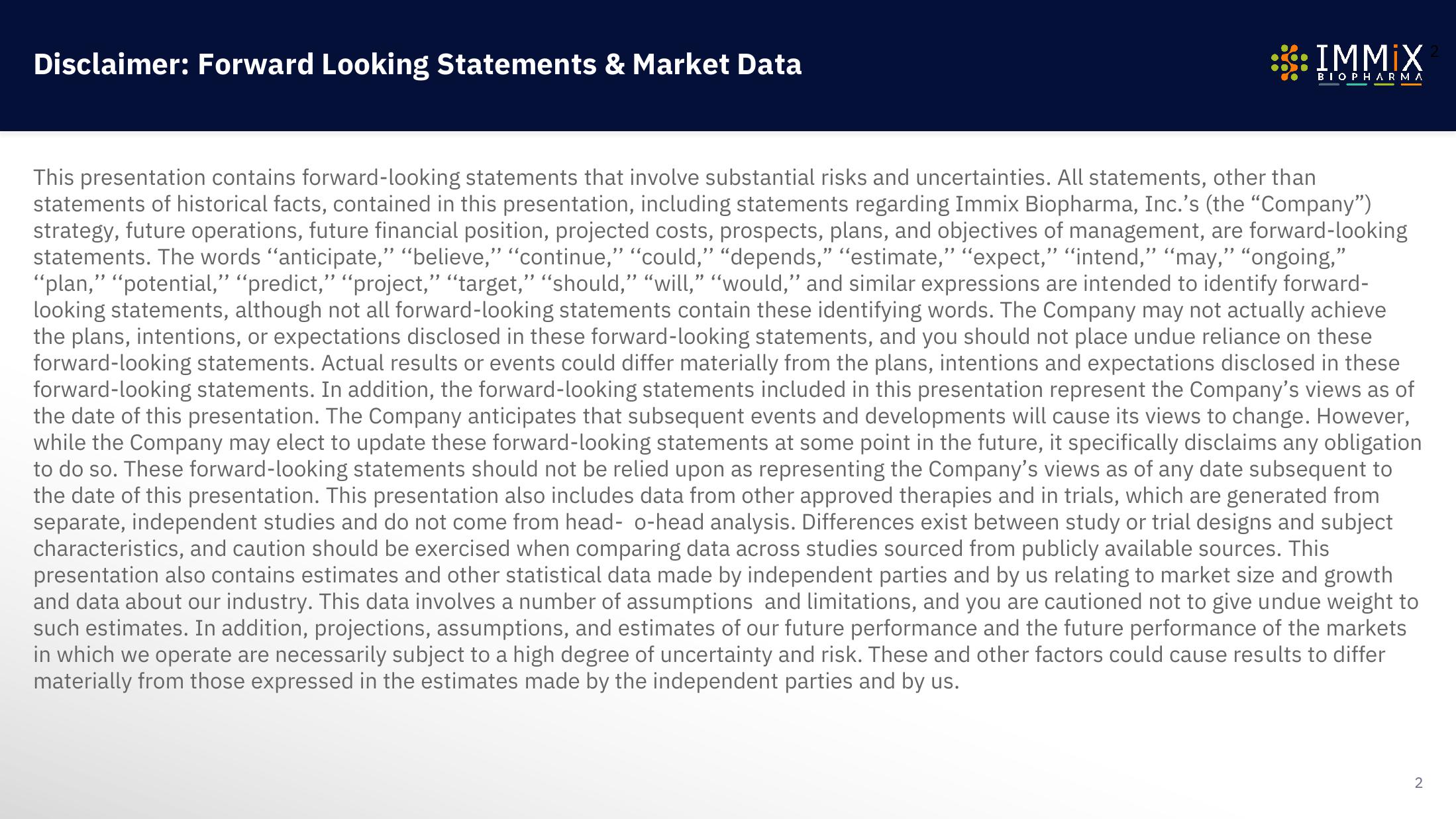 Immix Biopharma Investor Presentation Deck slide image #2