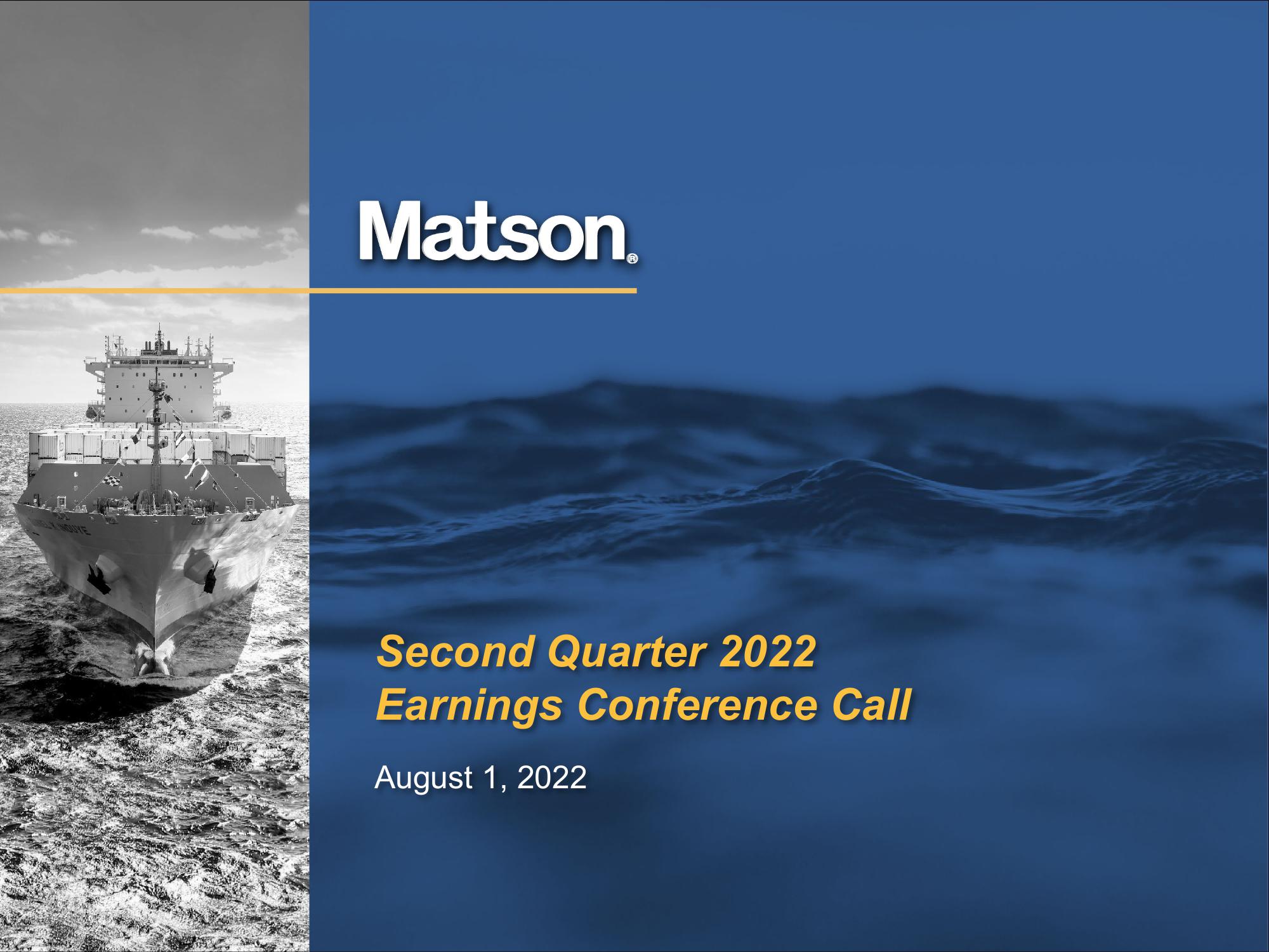 Matson Results Presentation Deck image