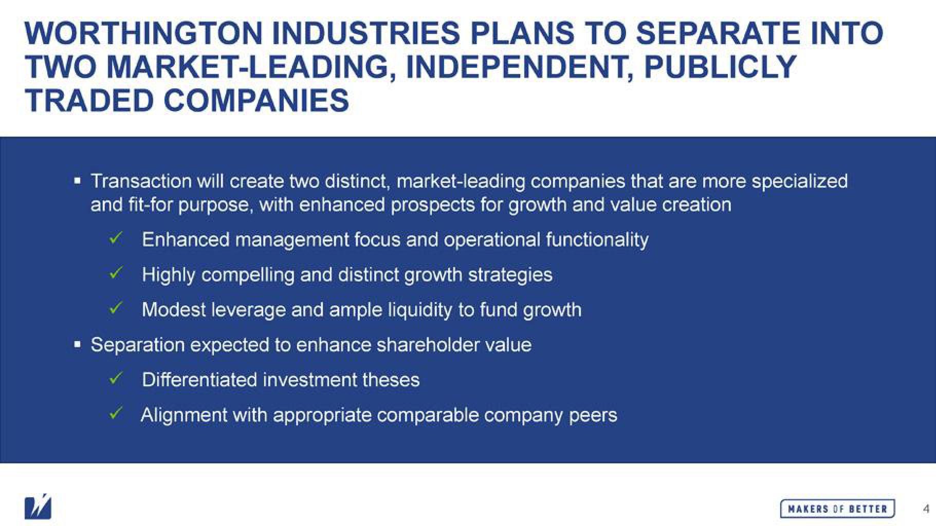 Worthington Industries Mergers and Acquisitions Presentation Deck slide image #4