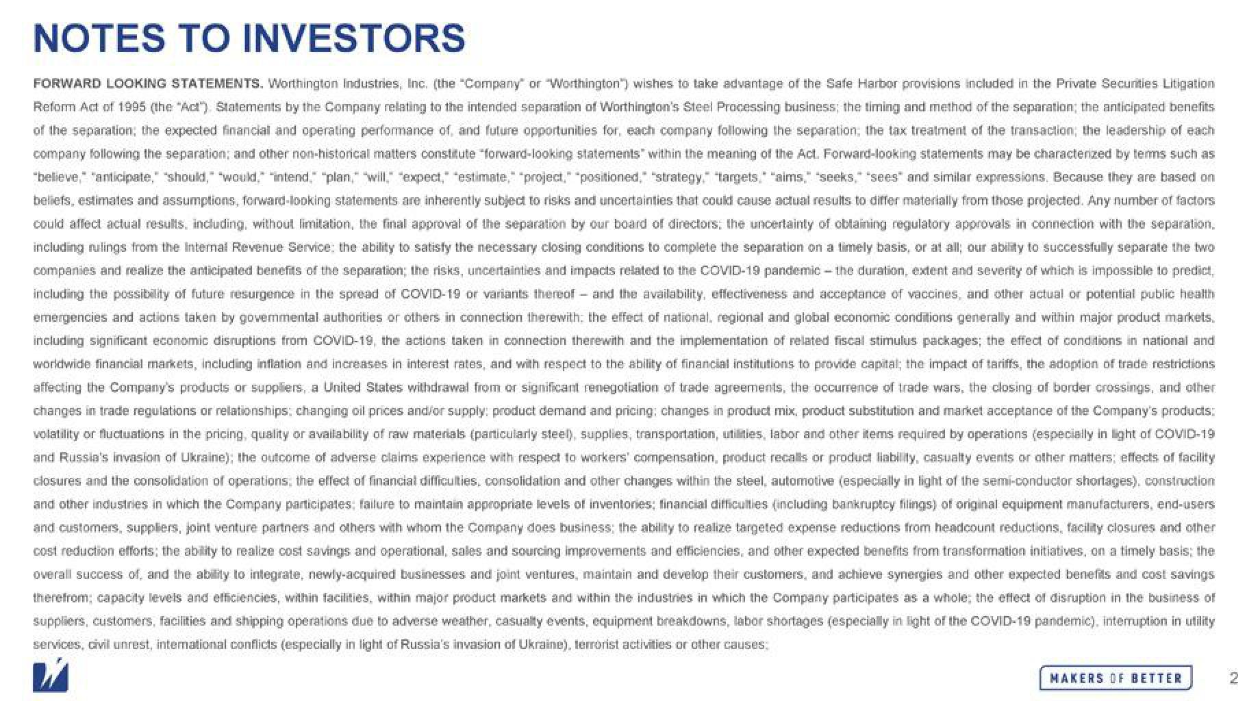 Worthington Industries Mergers and Acquisitions Presentation Deck slide image #2