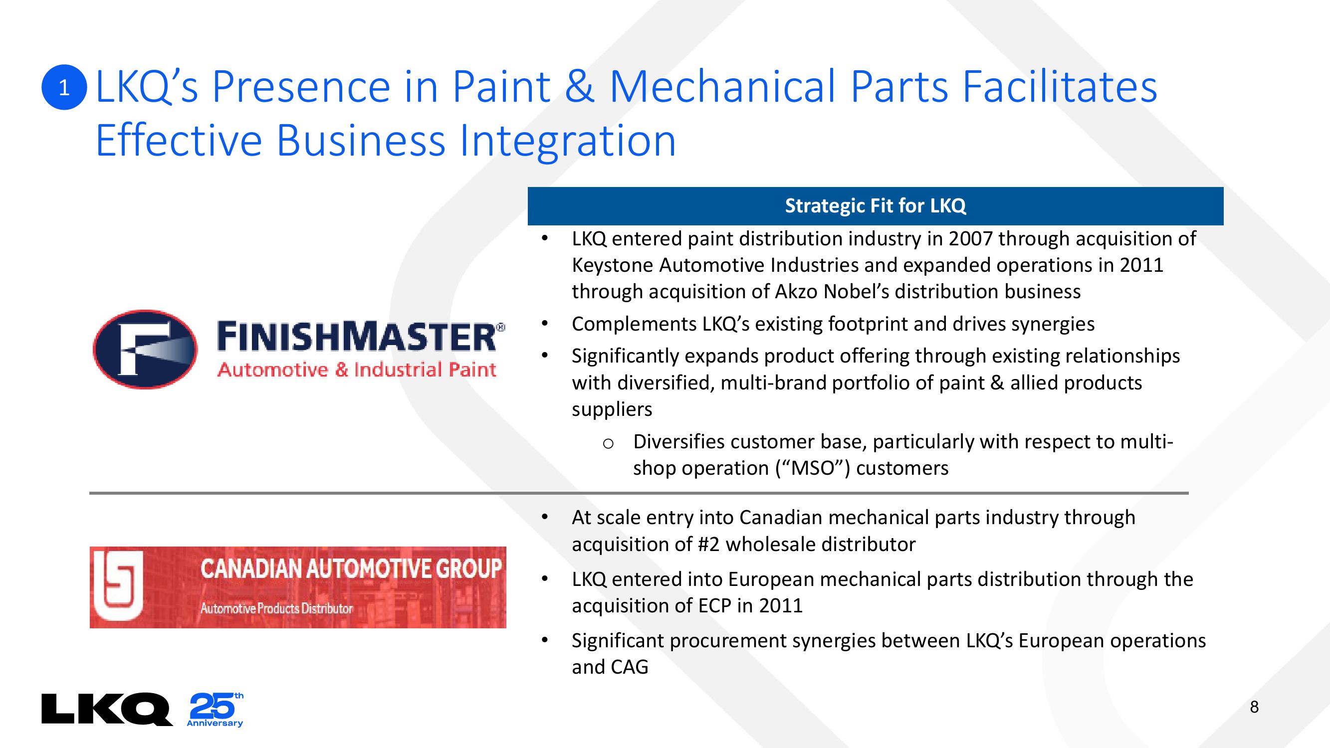 LKQ Mergers and Acquisitions Presentation Deck slide image #8