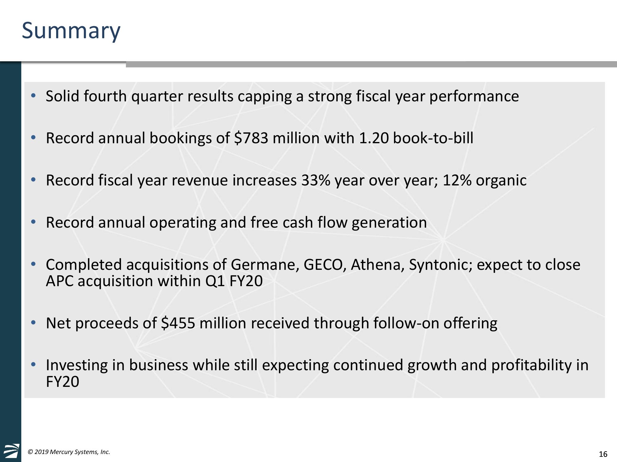 4th Quarter and Full Fiscal Year 2019 Financial Results & American Panel Corporation Acquisition Overview slide image #16