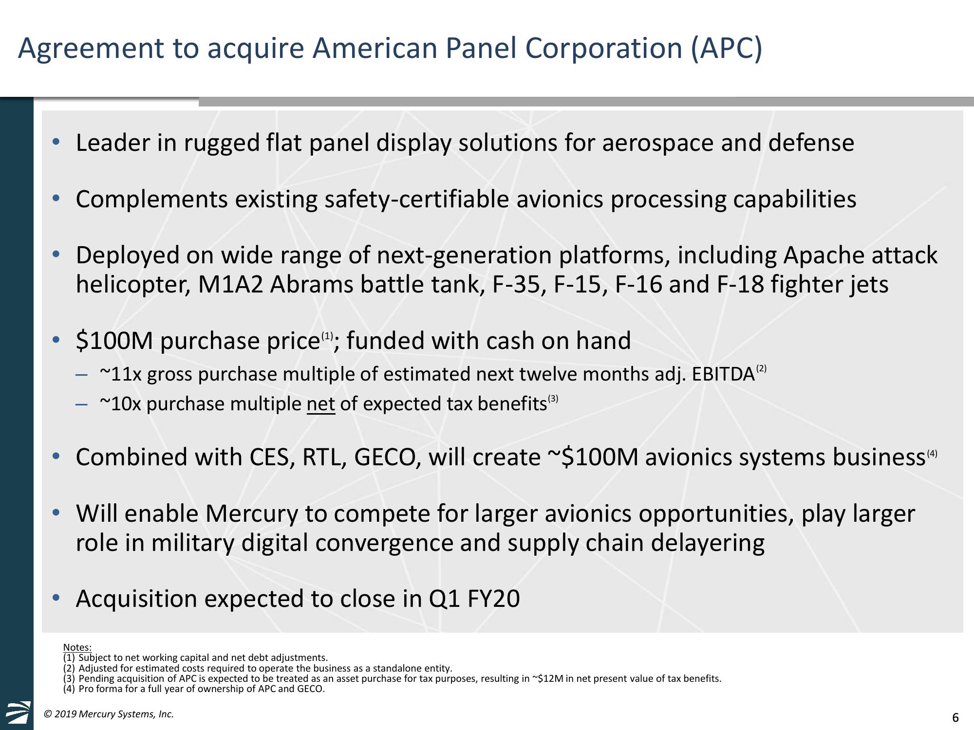 4th Quarter and Full Fiscal Year 2019 Financial Results & American Panel Corporation Acquisition Overview slide image #6