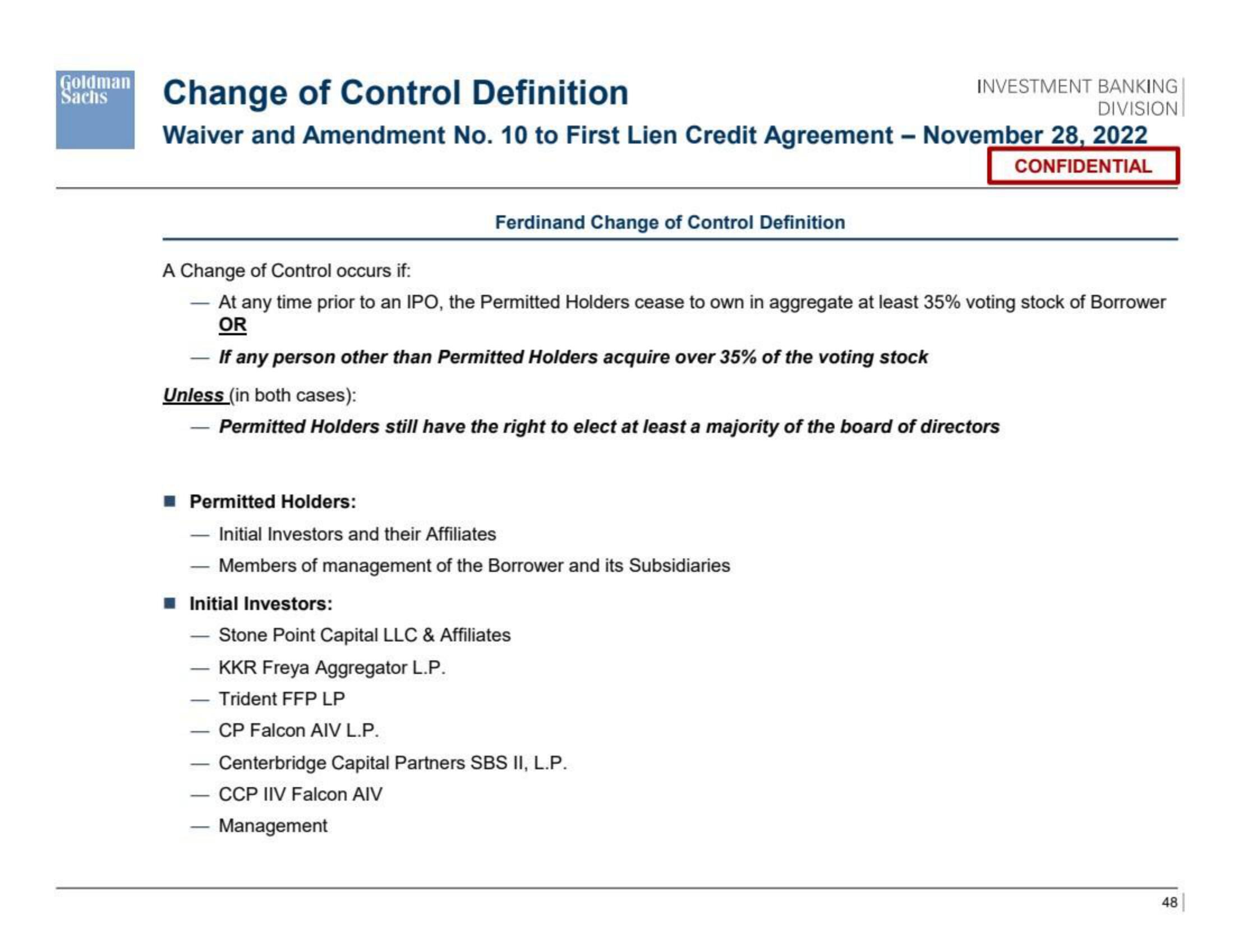 Goldman Sachs Investment Banking Pitch Book slide image #49